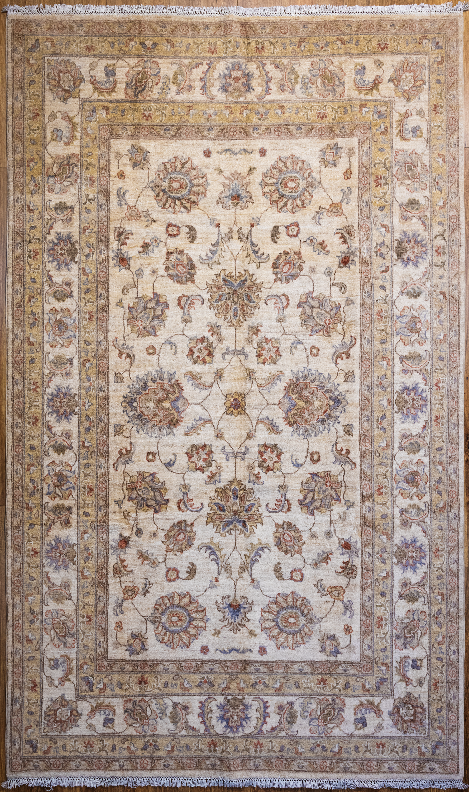 Cream Afghan Chobi Wool Rug 274cm x 175cm