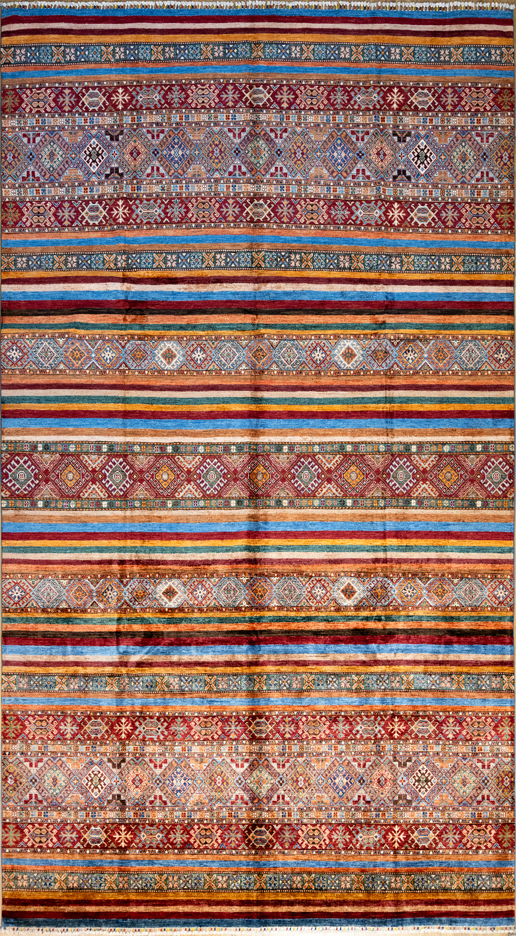 Multicolour XL Afghan Khurjin Chobi Wool Rug 418cm x 279cm
