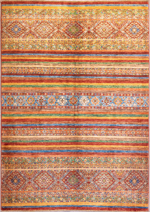 Multicolour Afghan Khurjin Chobi Wool Rug 203cm x 158cm