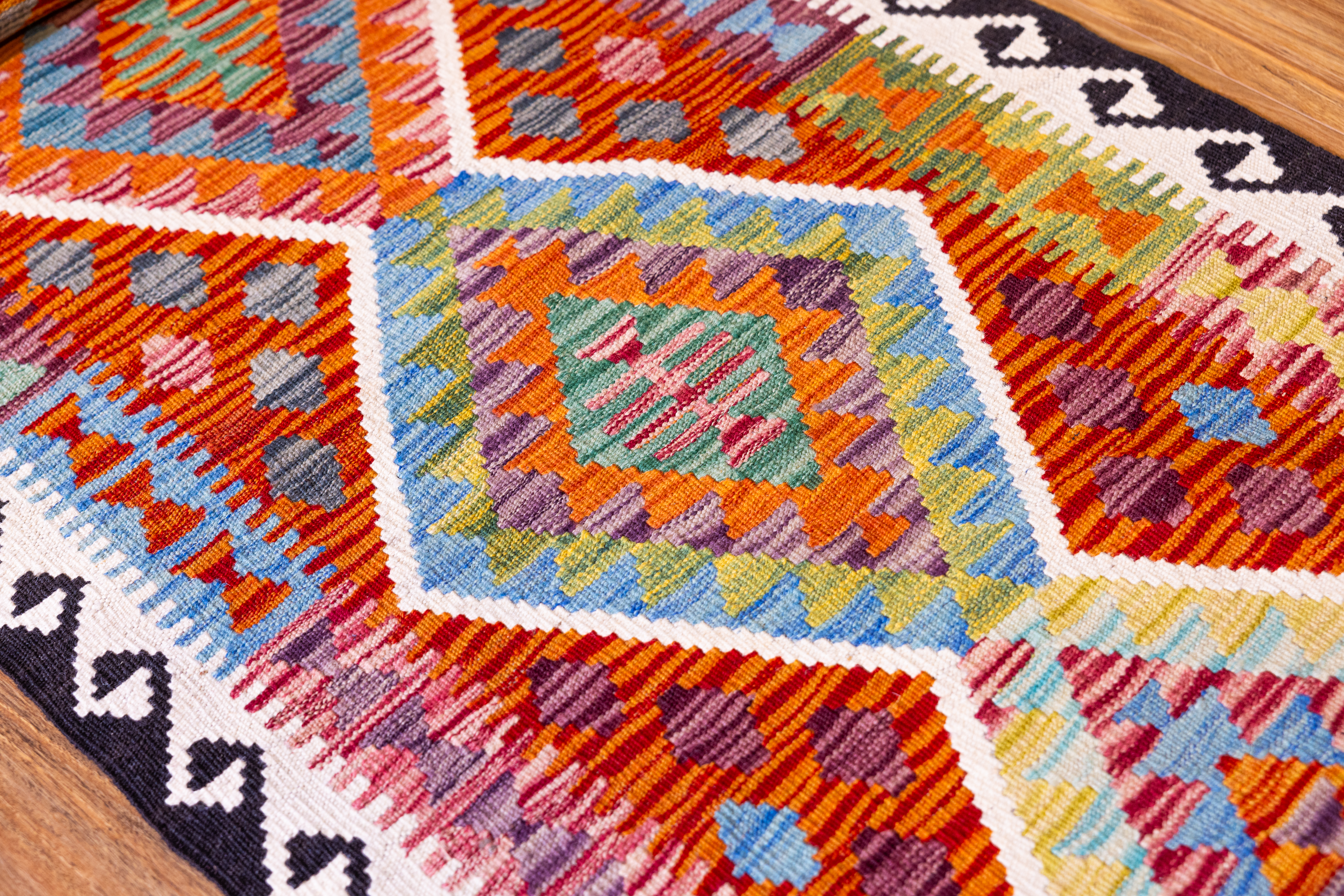 XL Multicolour Afghan Boho Kilim Wool Runner 468cm x 81cm