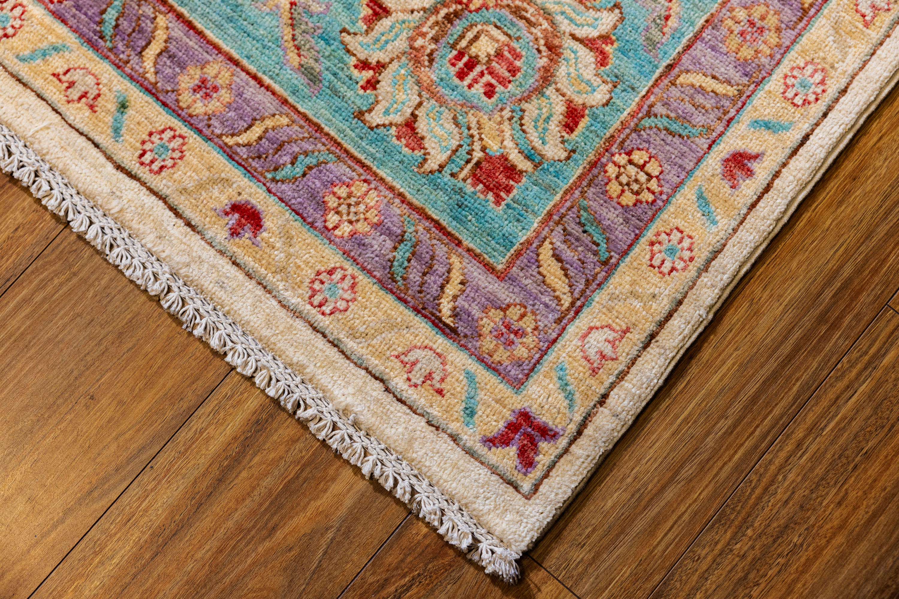 Cream Floral Afghan Chobi Wool Rug 371cm x 269cm