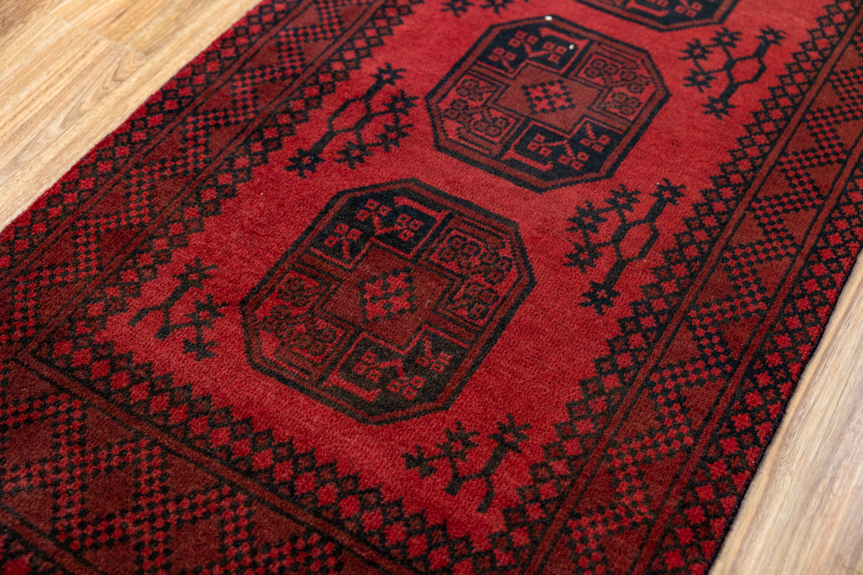 Red Afghan Turkoman Bokhara Wool Runner 600cm x 80cm