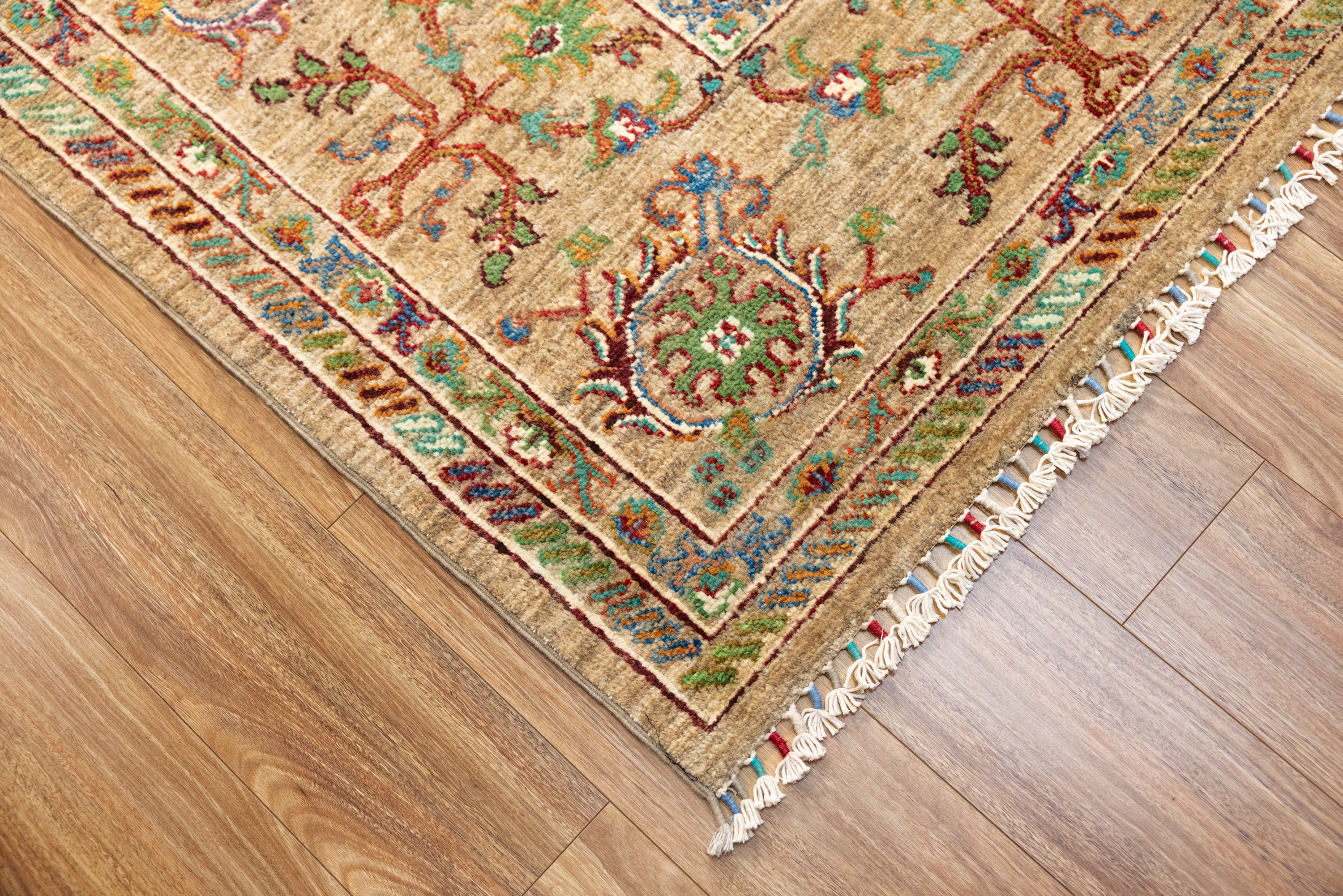 Taupe Green Afghan Chobi Wool Rug 393cm x 300cm