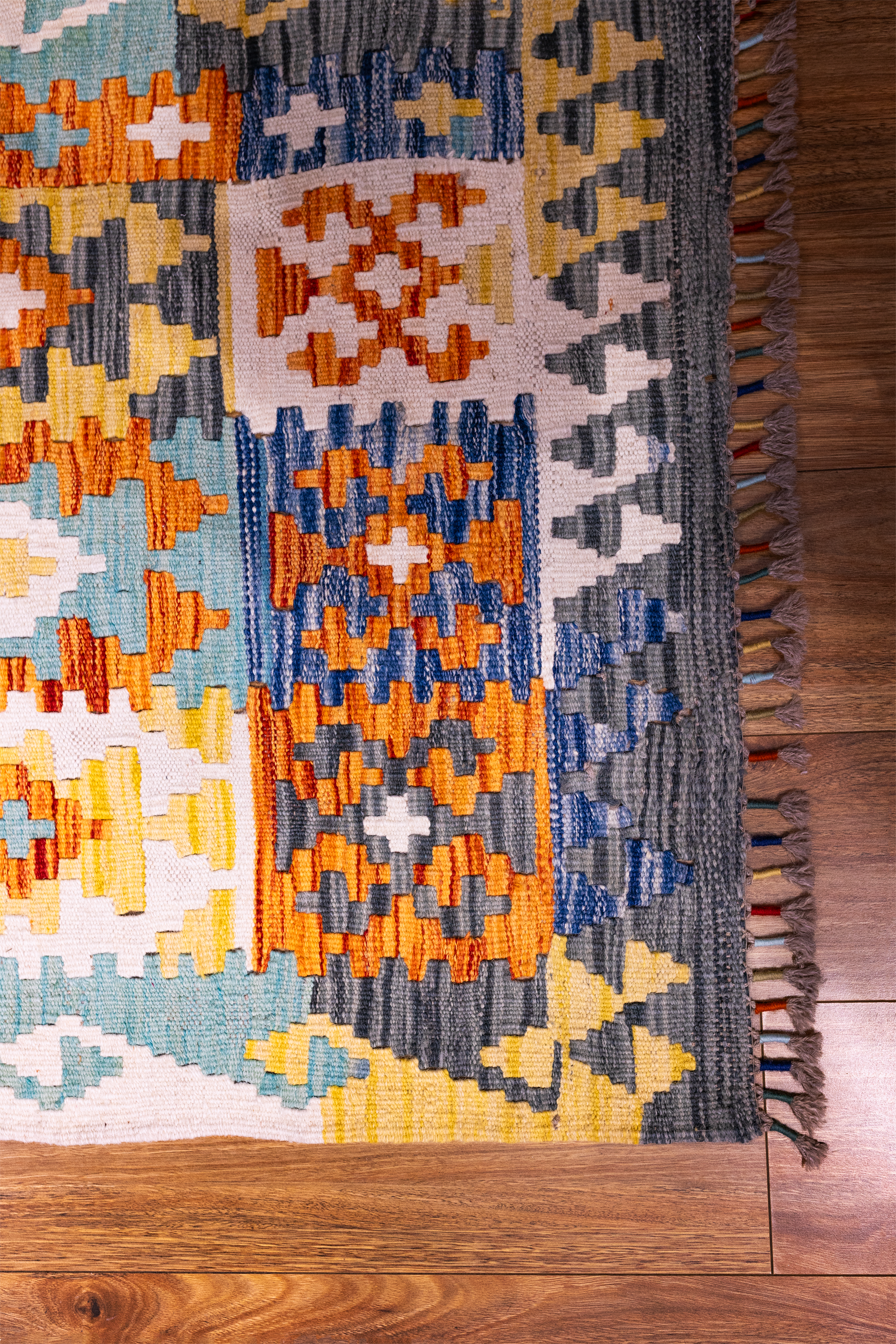 XL Multicolour Afghan Boho Kilim Wool Runner 468cm x 81cm