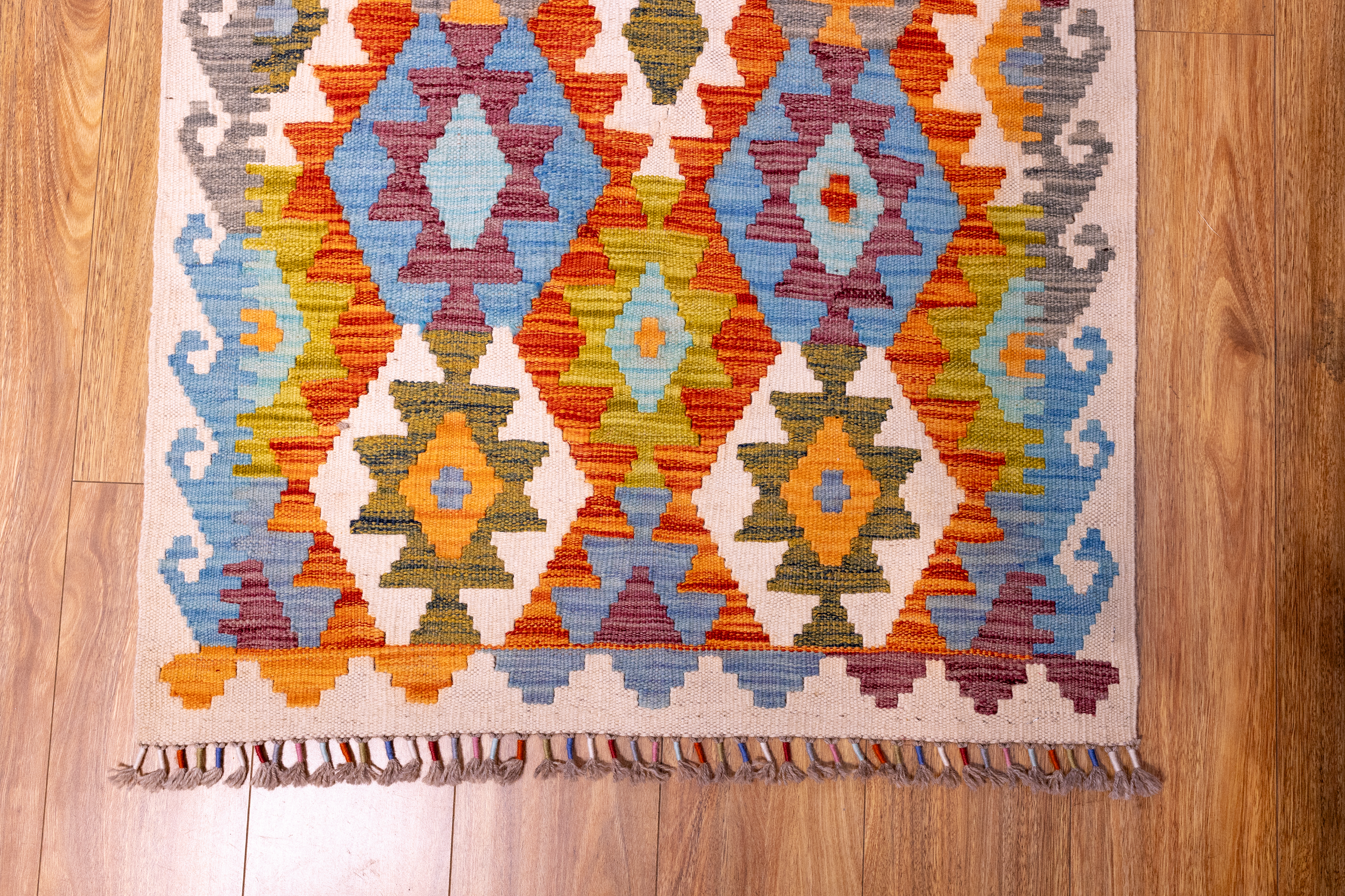 XL Multicolour Afghan Boho Kilim Wool Runner 485cm x 81cm
