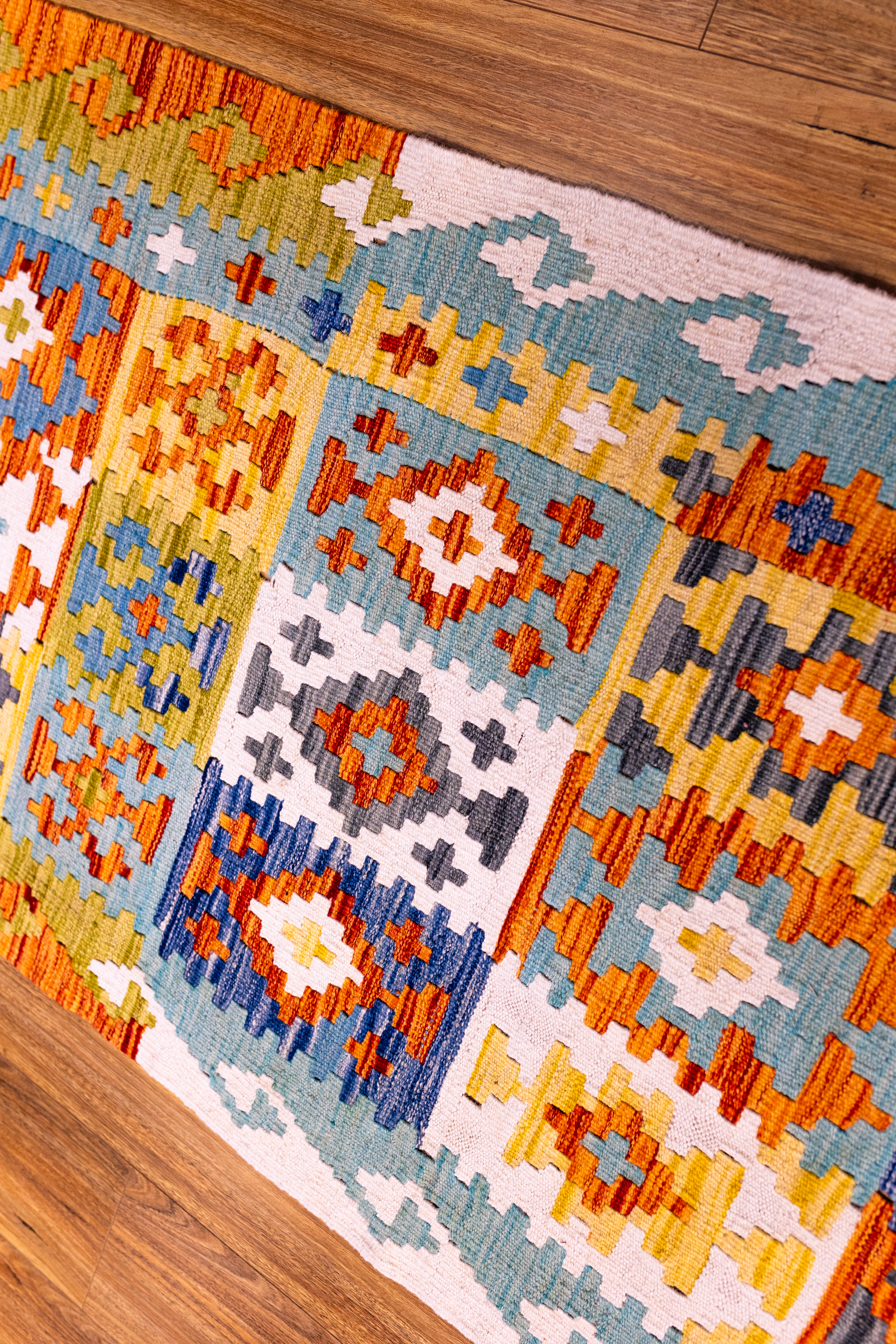XL Multicolour Afghan Boho Kilim Wool Runner 468cm x 81cm