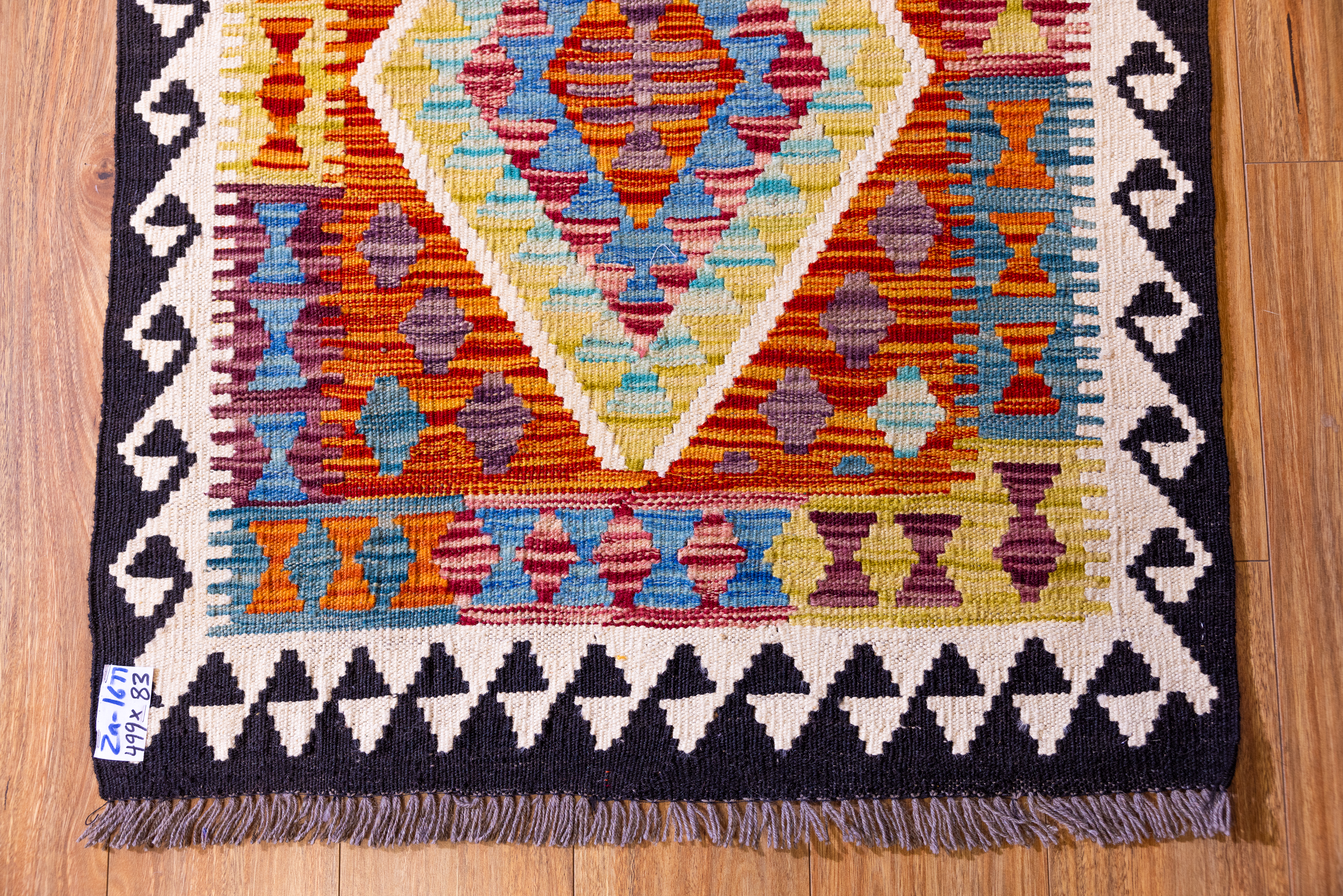 XL Multicolour Afghan Boho Kilim Wool Runner 499cm x 83cm