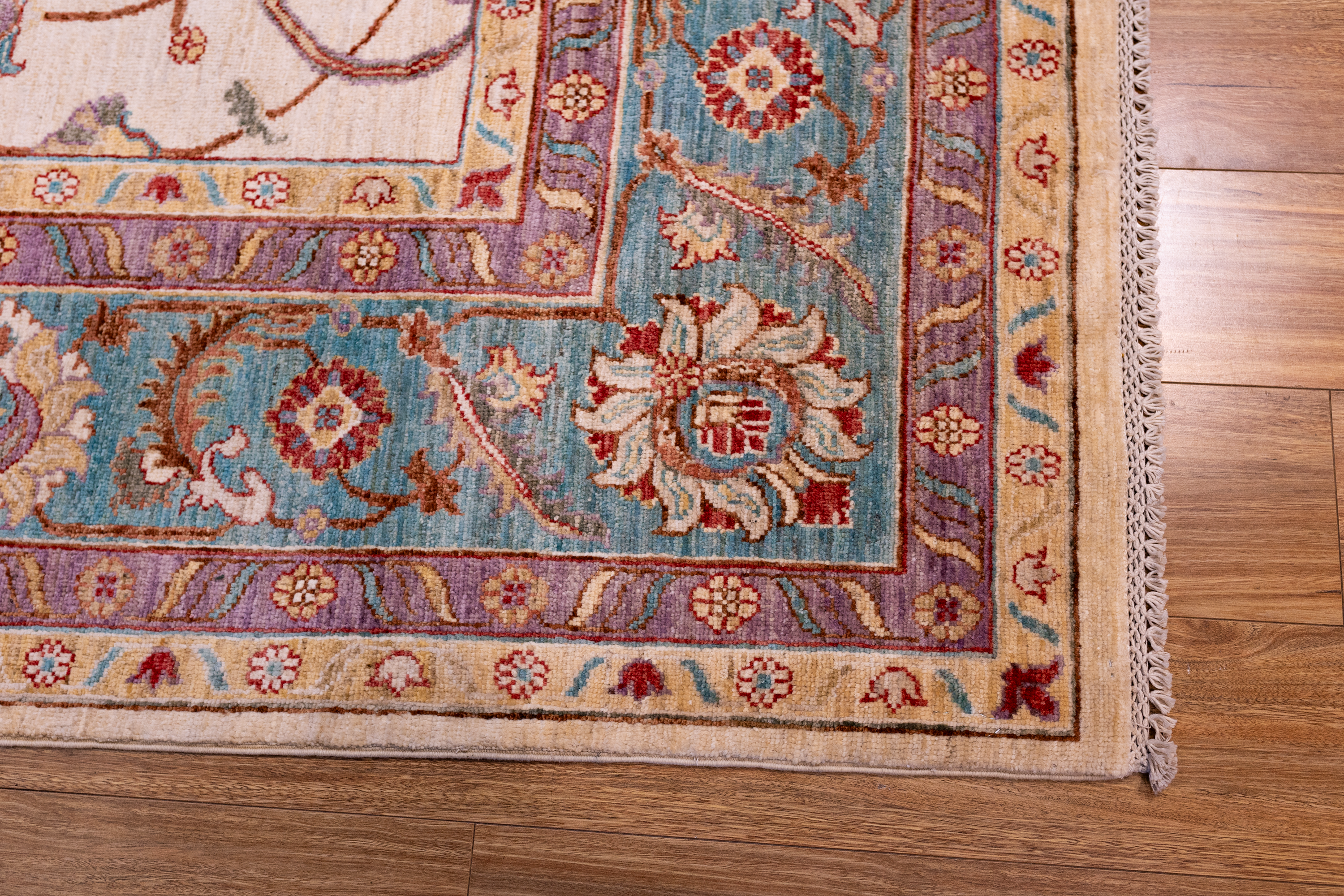 Cream Floral Afghan Chobi Wool Rug 371cm x 269cm