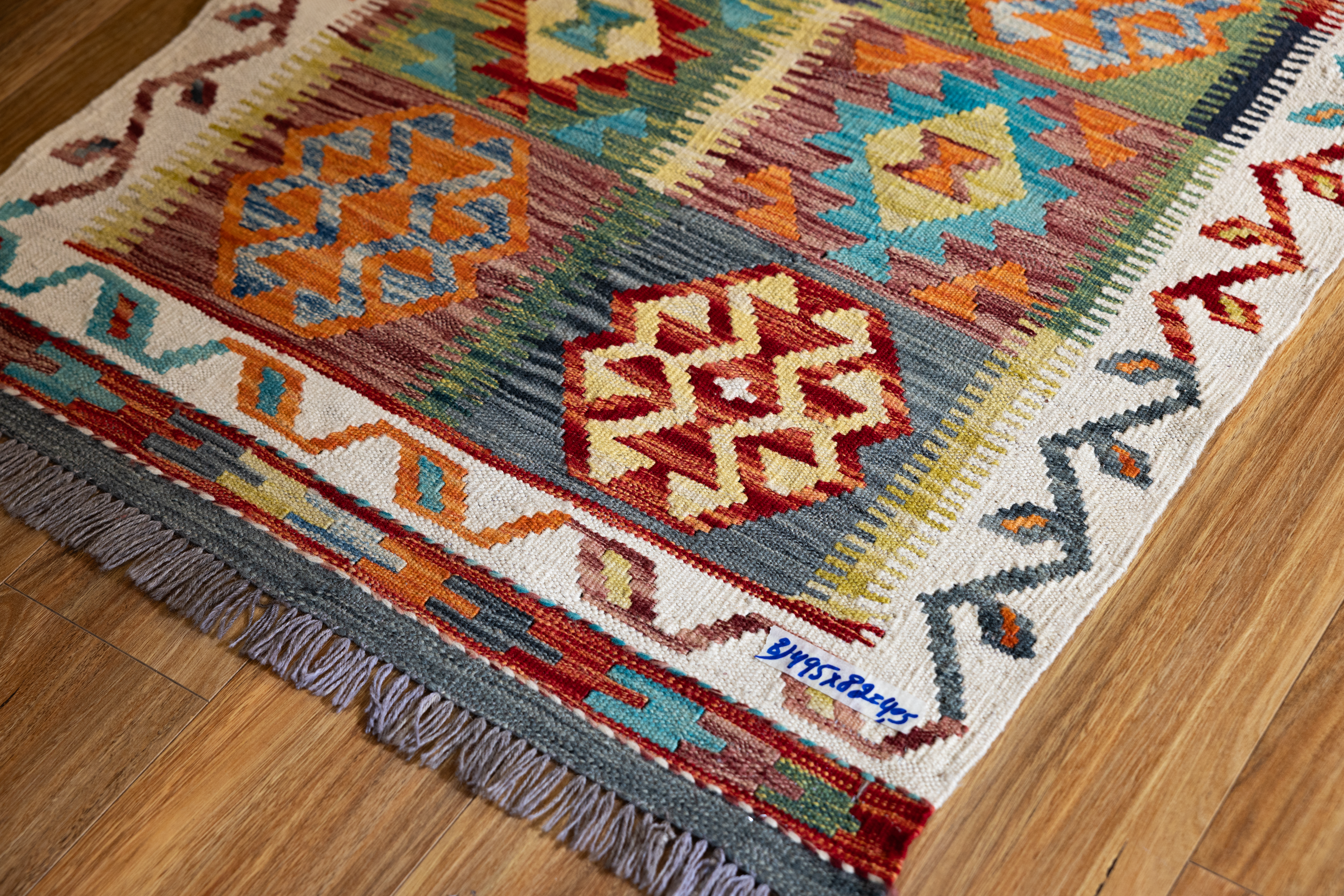 XL Multicolour Afghan Boho Kilim Wool Runner 495cm x 83cm