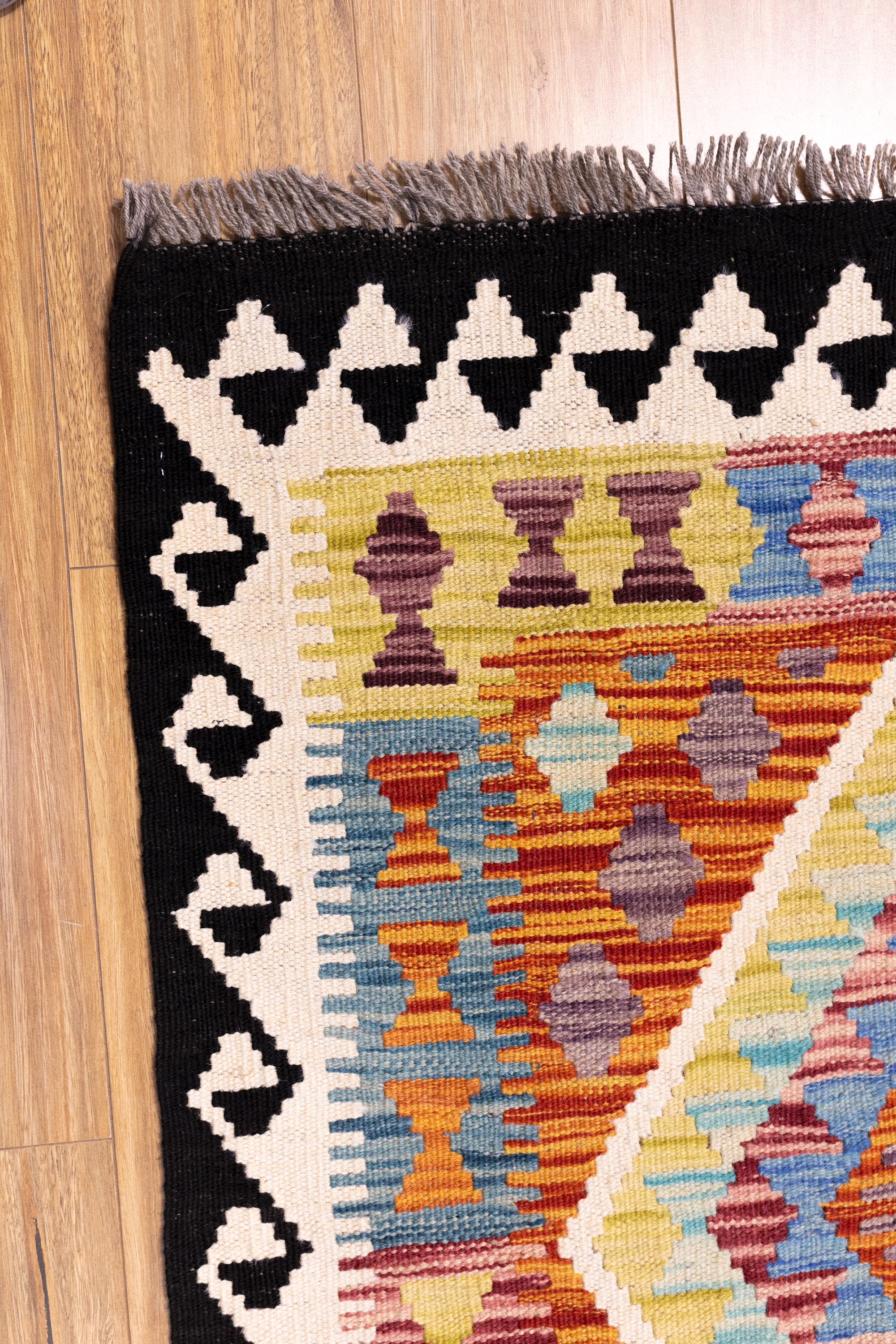 XL Multicolour Afghan Boho Kilim Wool Runner 468cm x 81cm