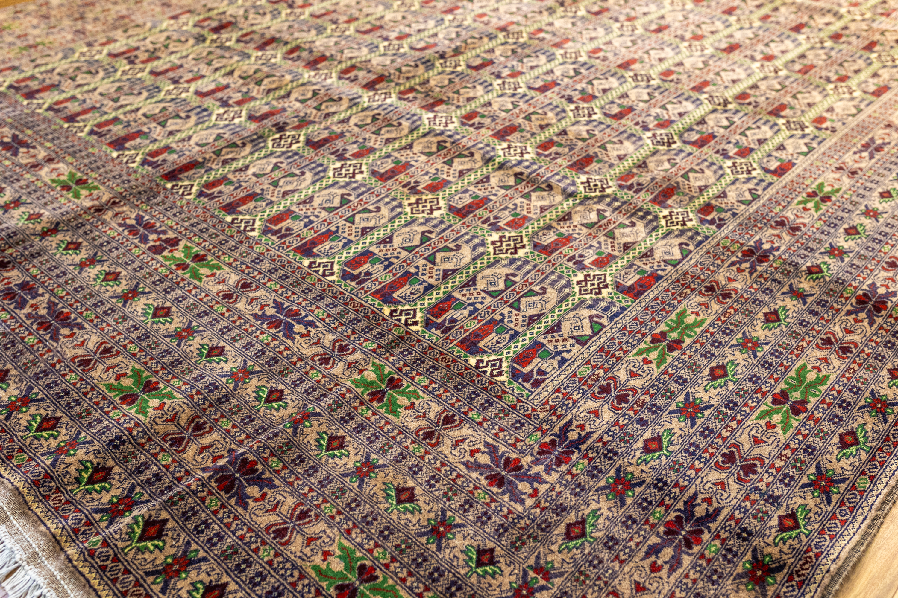 Beige Afghan Mazari Wool Rug 381cm x 293cm