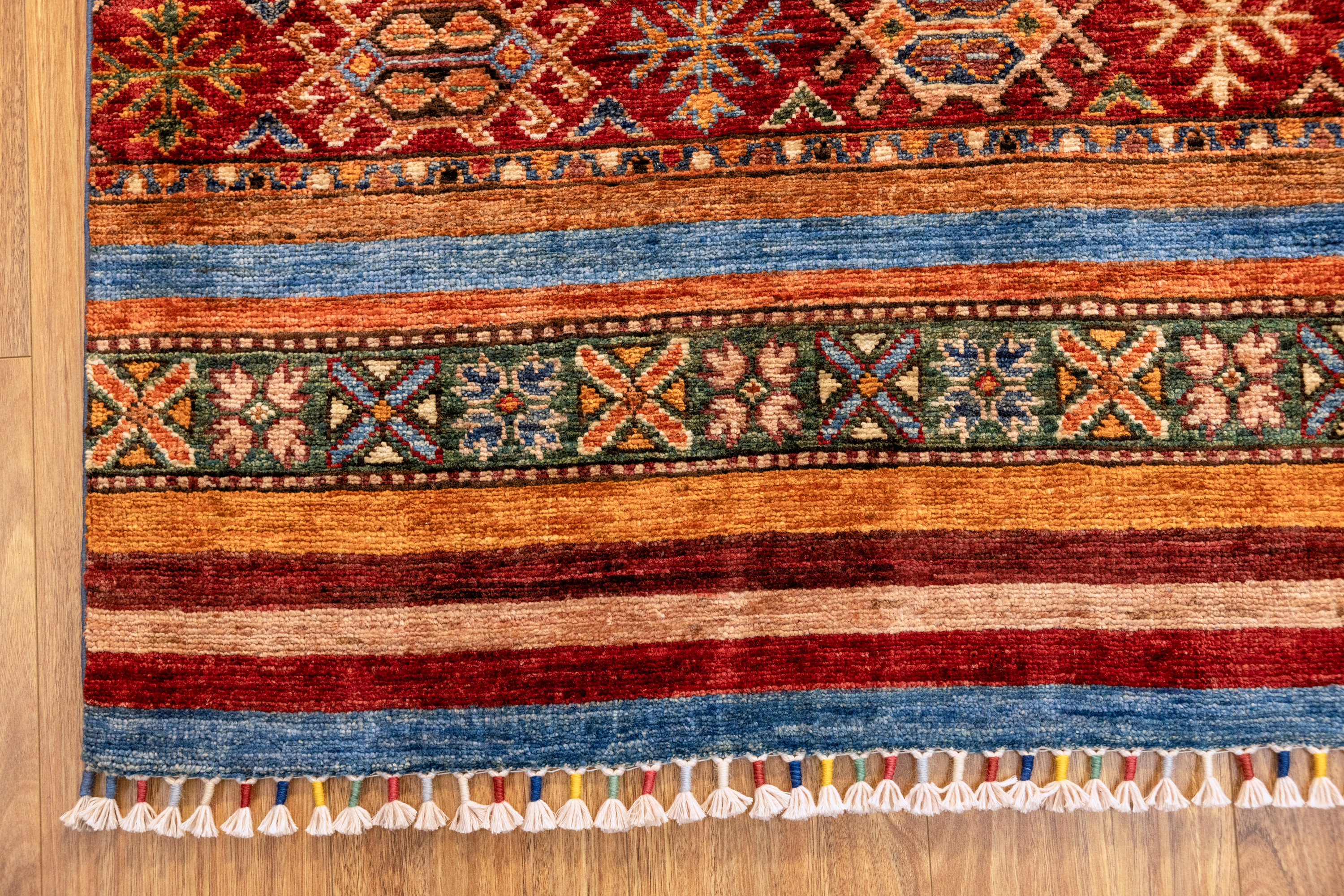 Multicolour XL Afghan Khurjin Chobi Wool Rug 418cm x 279cm