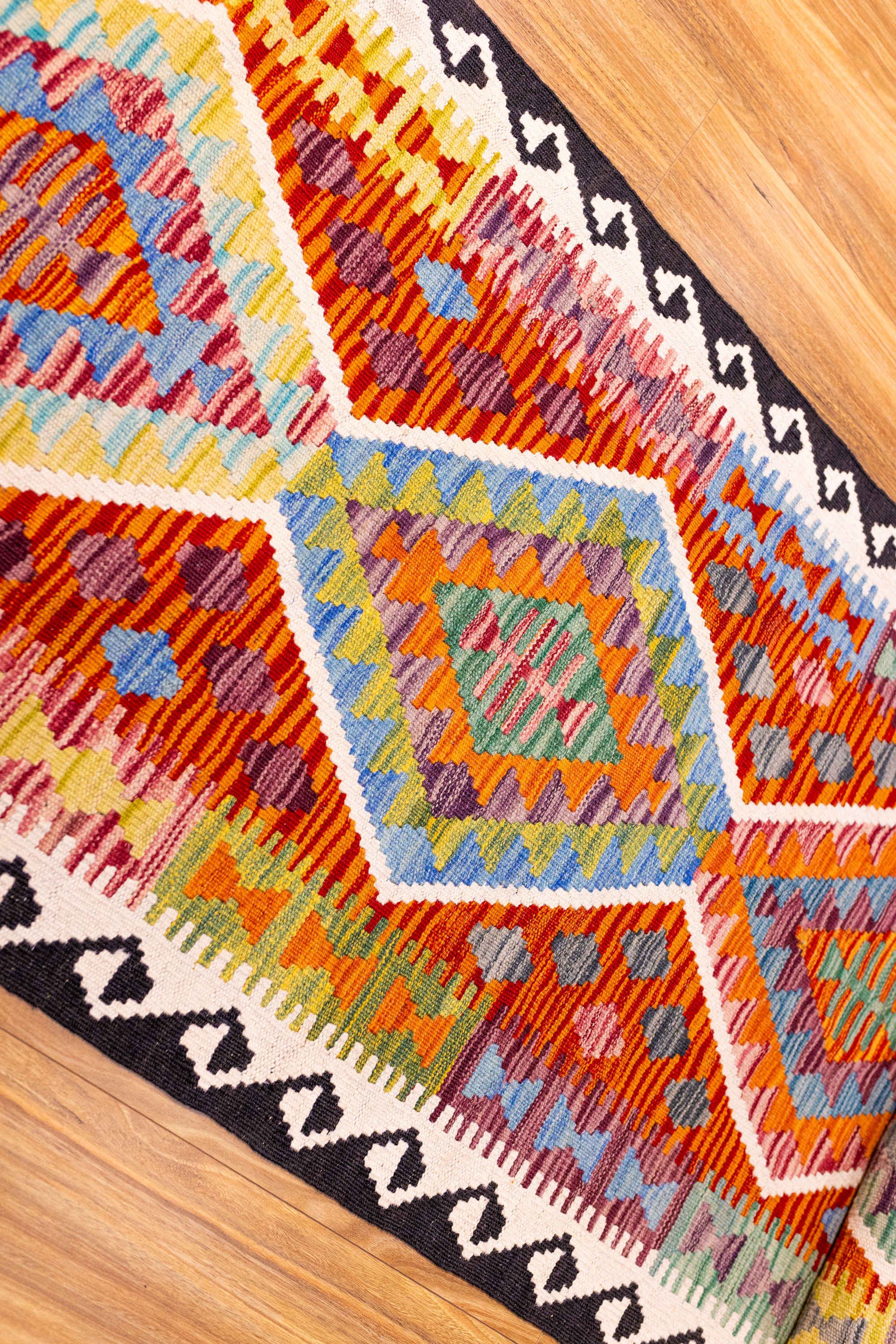 XL Multicolour Afghan Boho Kilim Wool Runner 468cm x 81cm