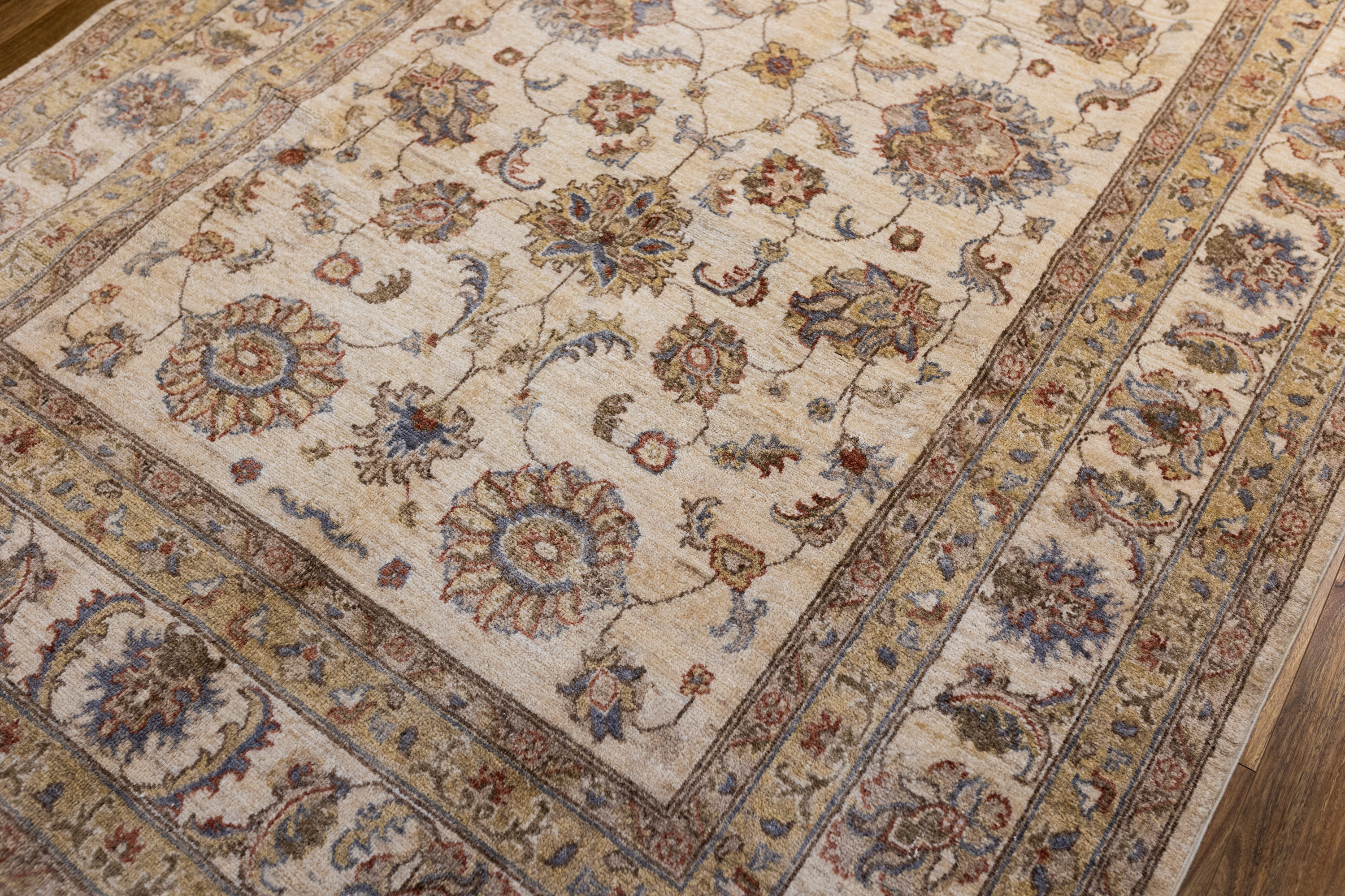 Cream Afghan Chobi Wool Rug 274cm x 175cm
