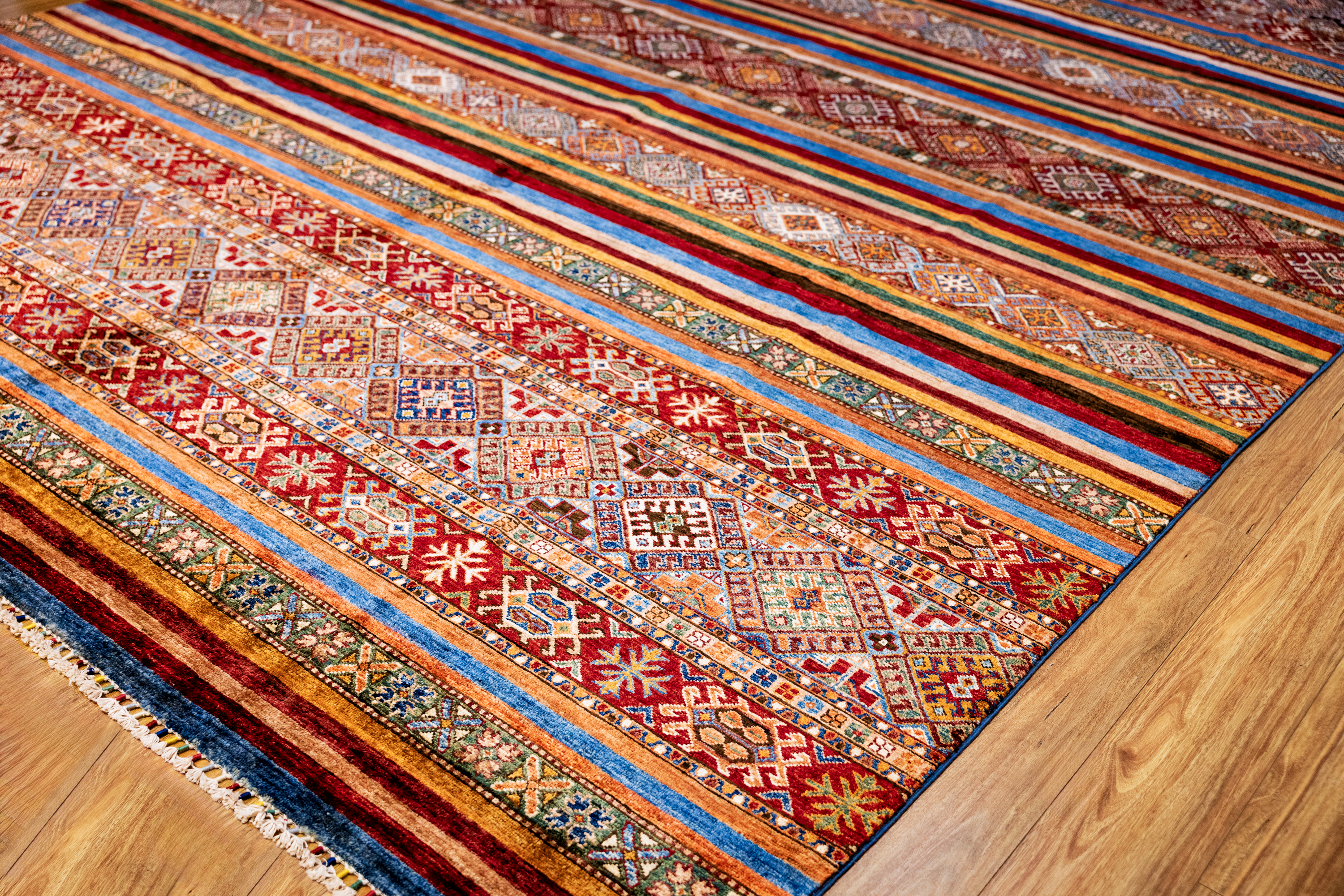 Multicolour XL Afghan Khurjin Chobi Wool Rug 418cm x 279cm