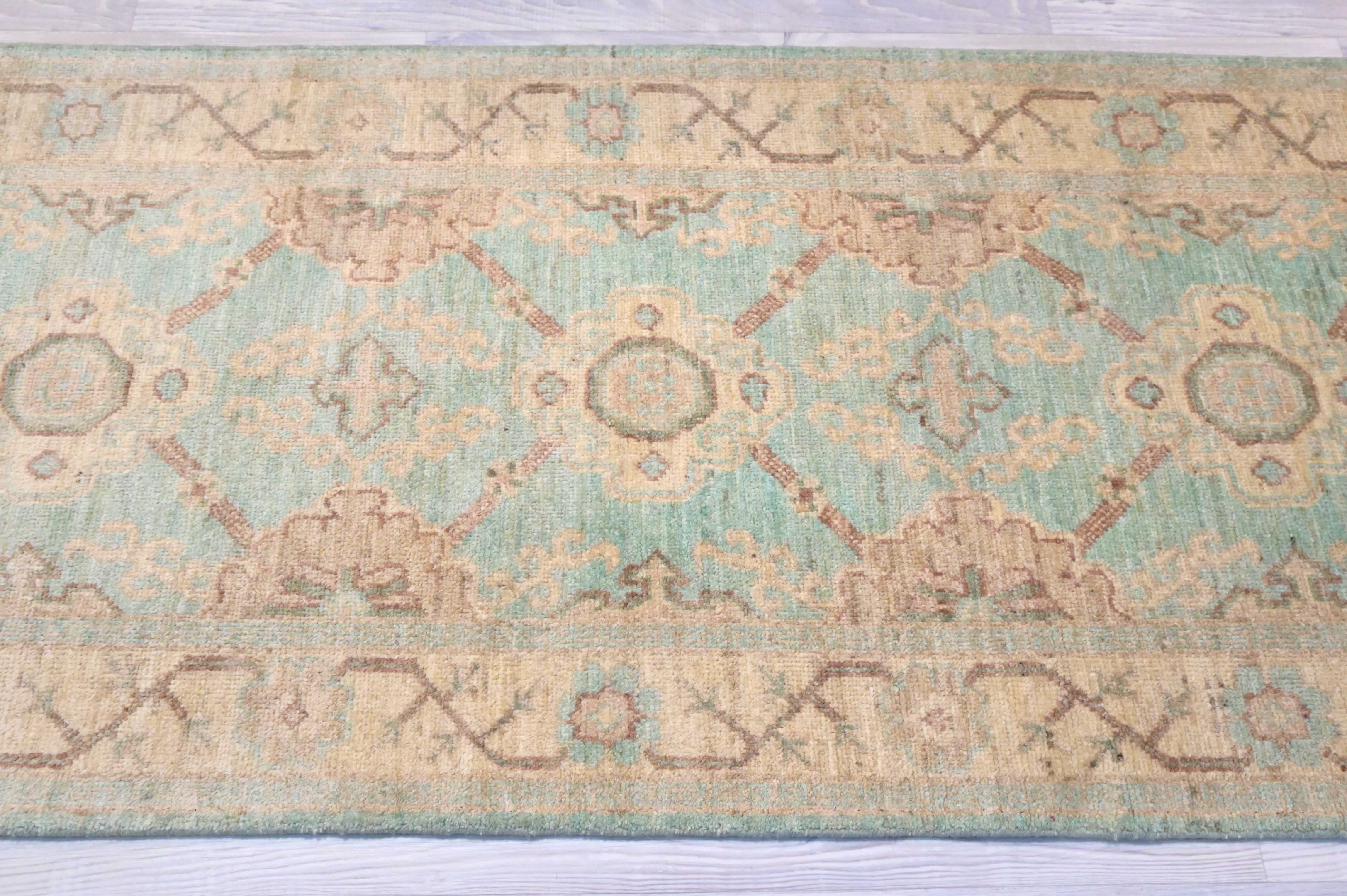 Cyan Afghan Chobi Runner 294cm x 80cm