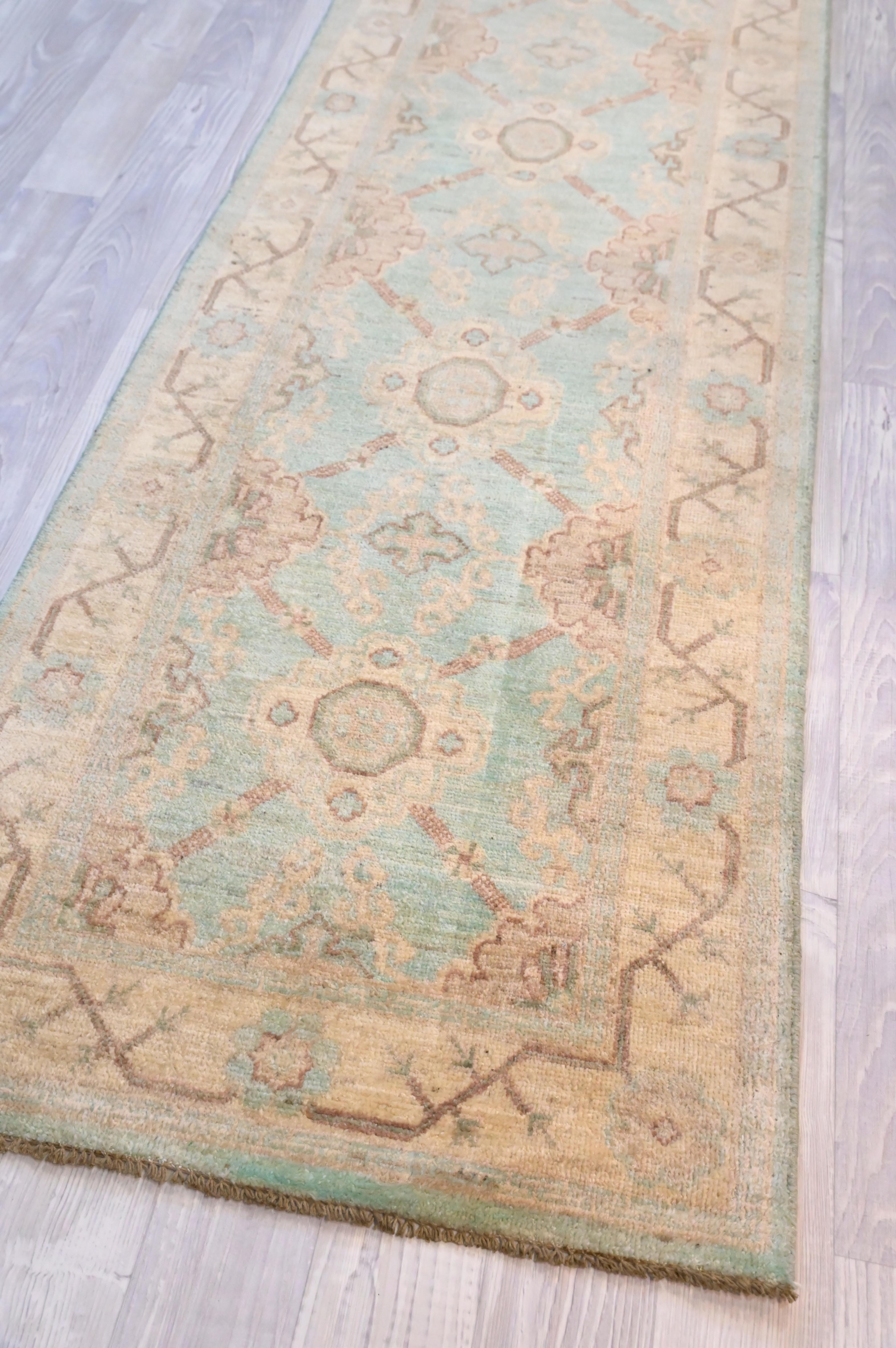 Cyan Afghan Chobi Runner 294cm x 80cm