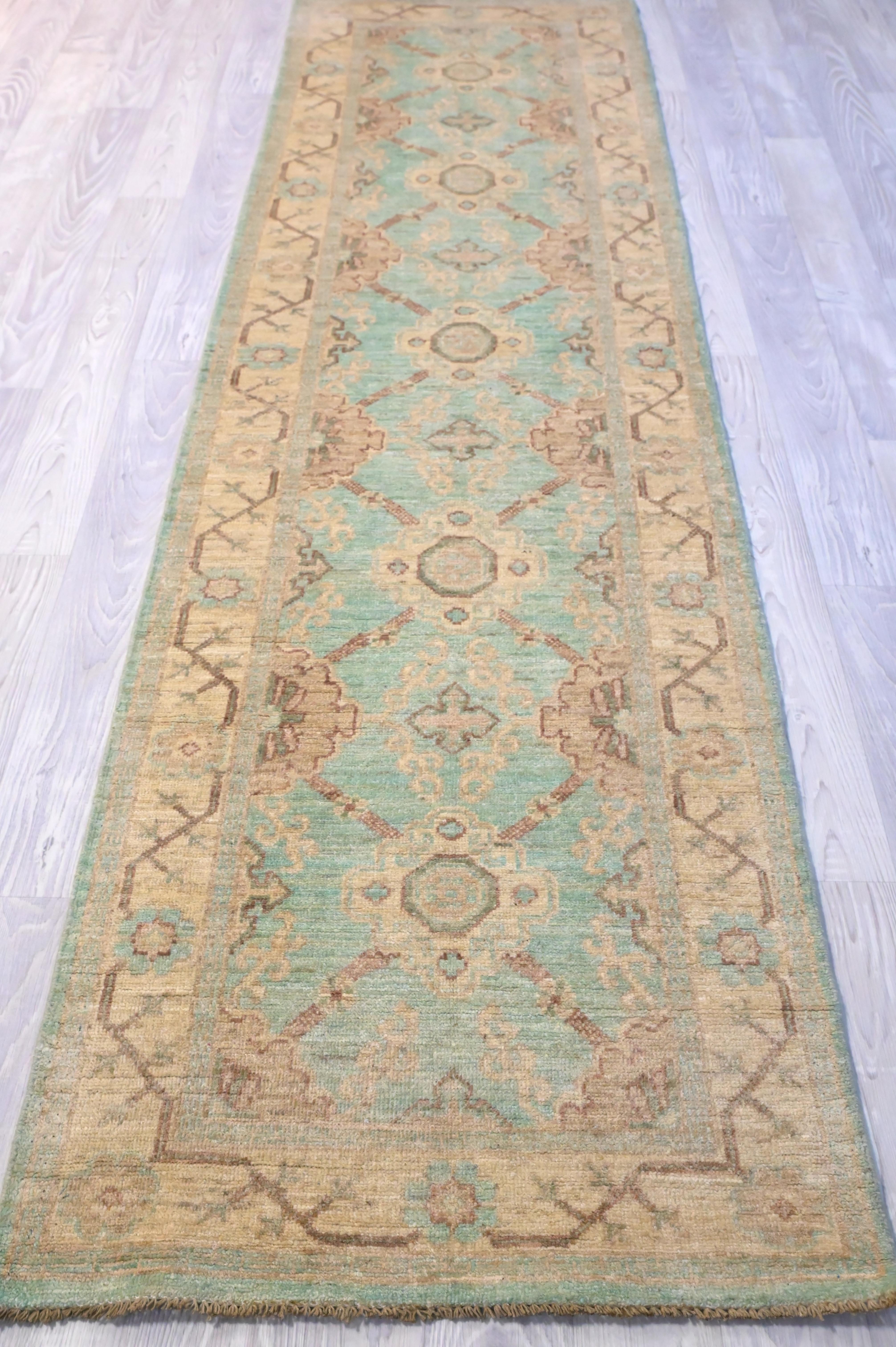 Cyan Afghan Chobi Runner 294cm x 80cm