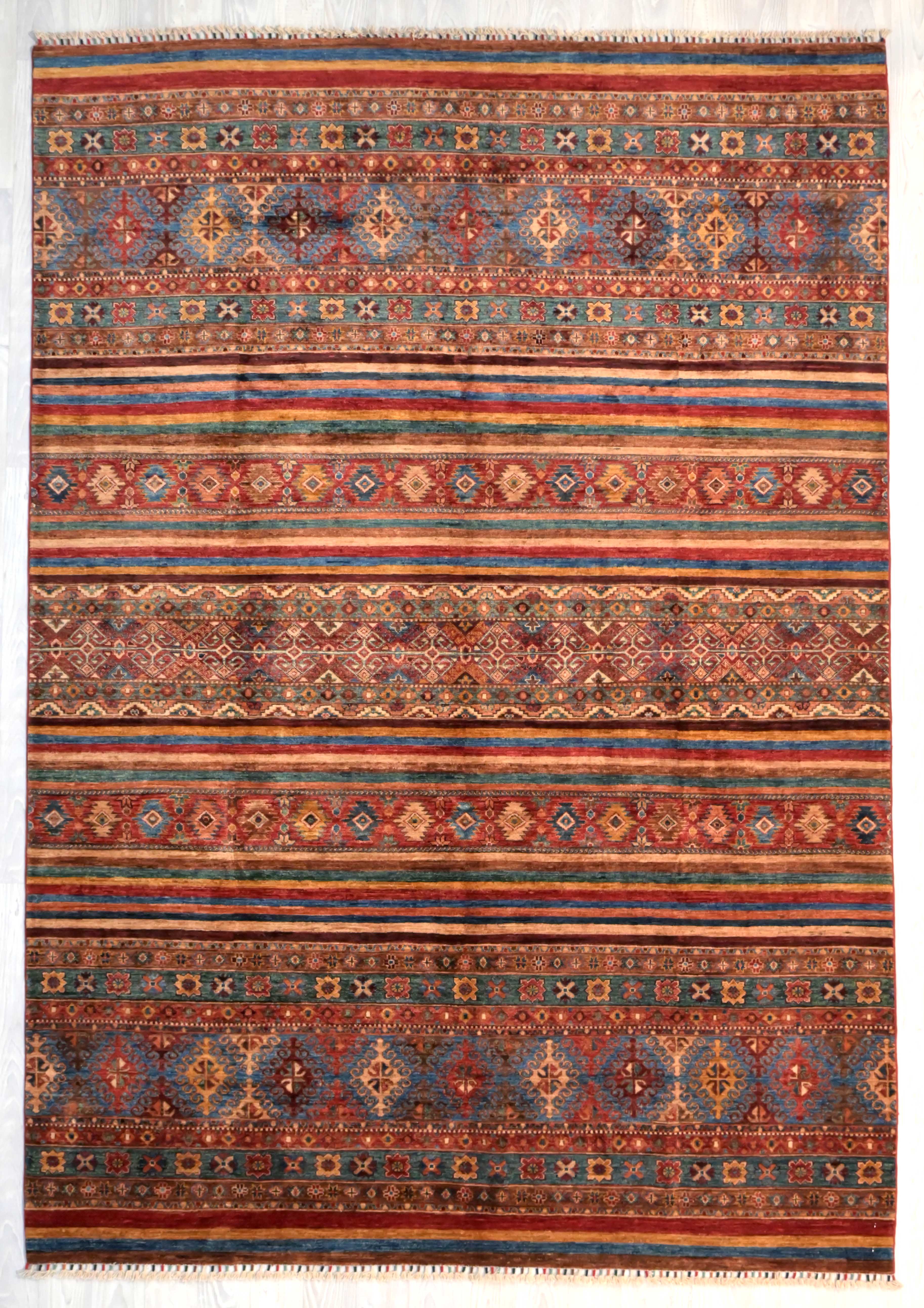 Multicolour Fine Afghan Khurjin Rug 290cm x 206cm