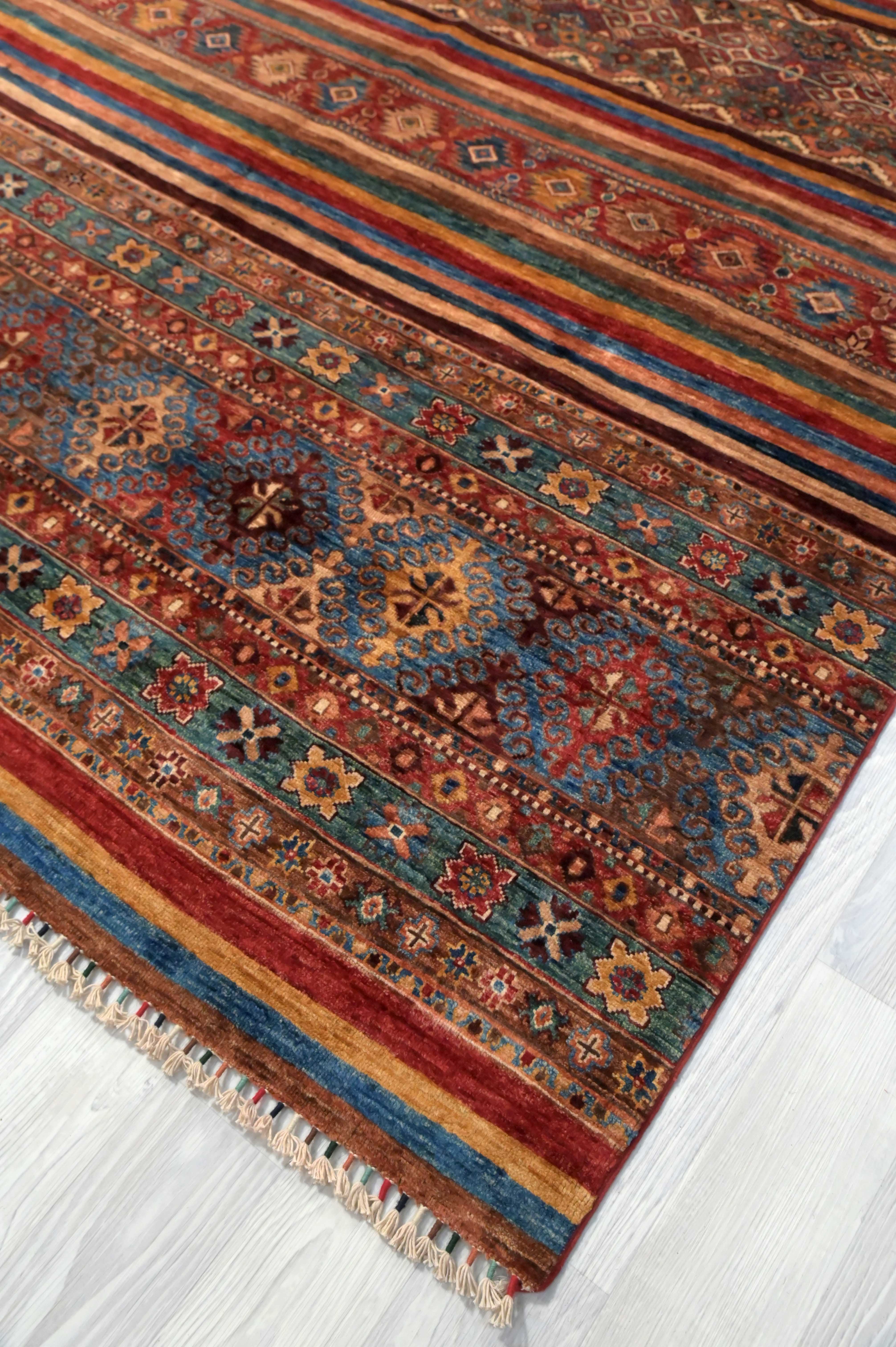 Multicolour Fine Afghan Khurjin Rug 290cm x 206cm