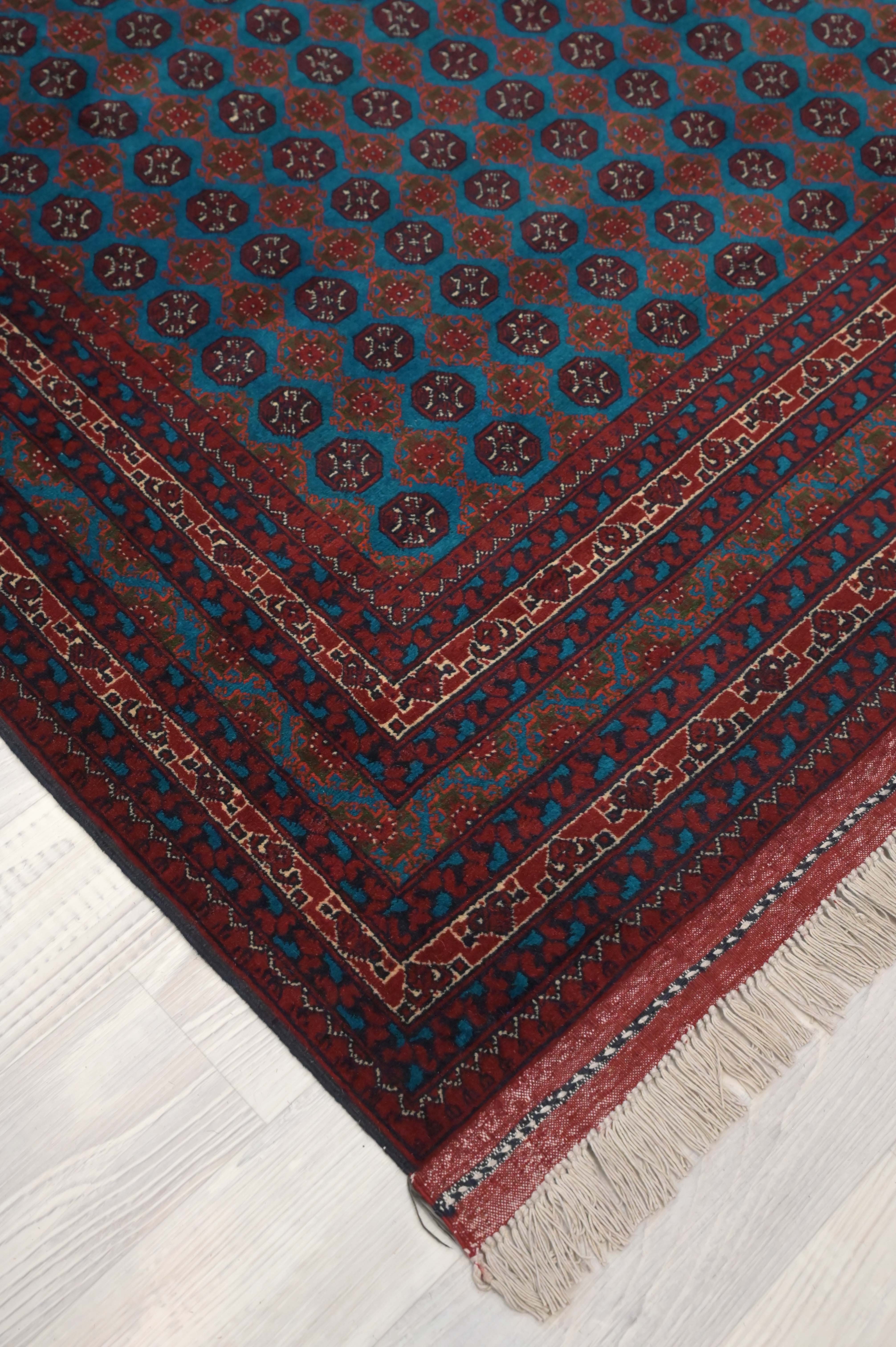 Blue Afghan Khoja Roshnai Wool Rug 244cm x 155cm