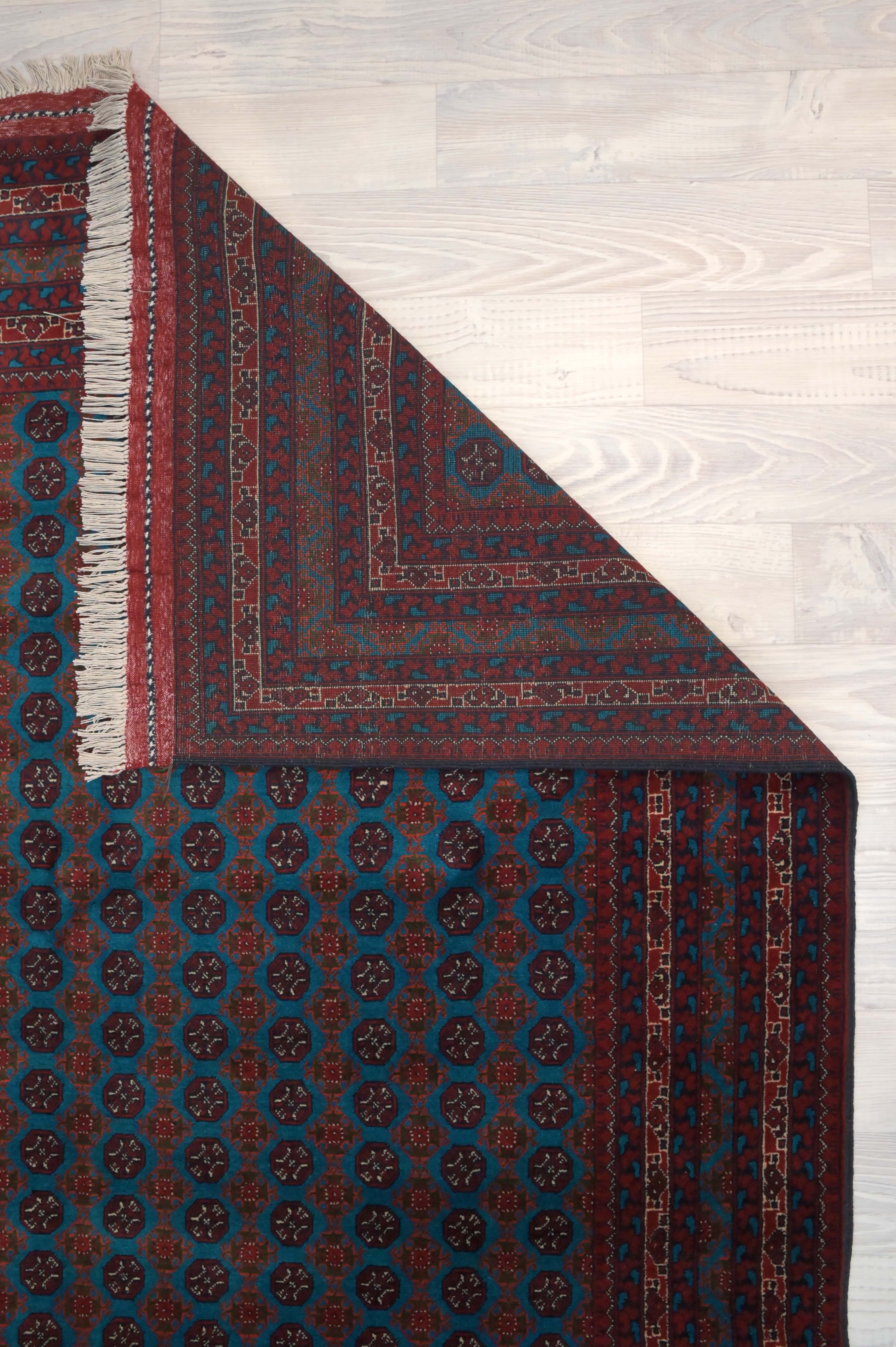 Blue Afghan Khoja Roshnai Wool Rug 244cm x 155cm