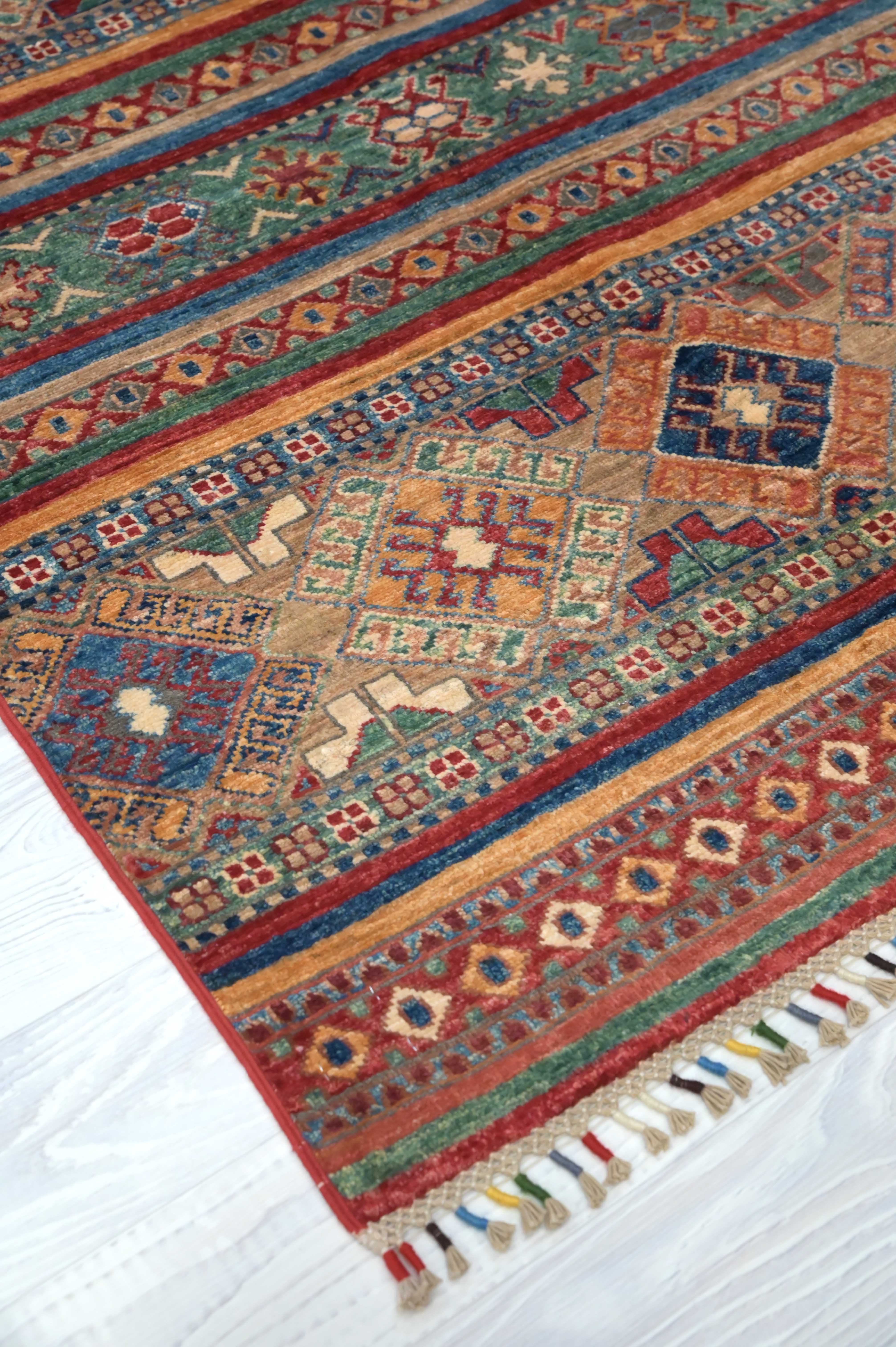 Multicolour Afghan Khurjin Rug 148cm x 100cm