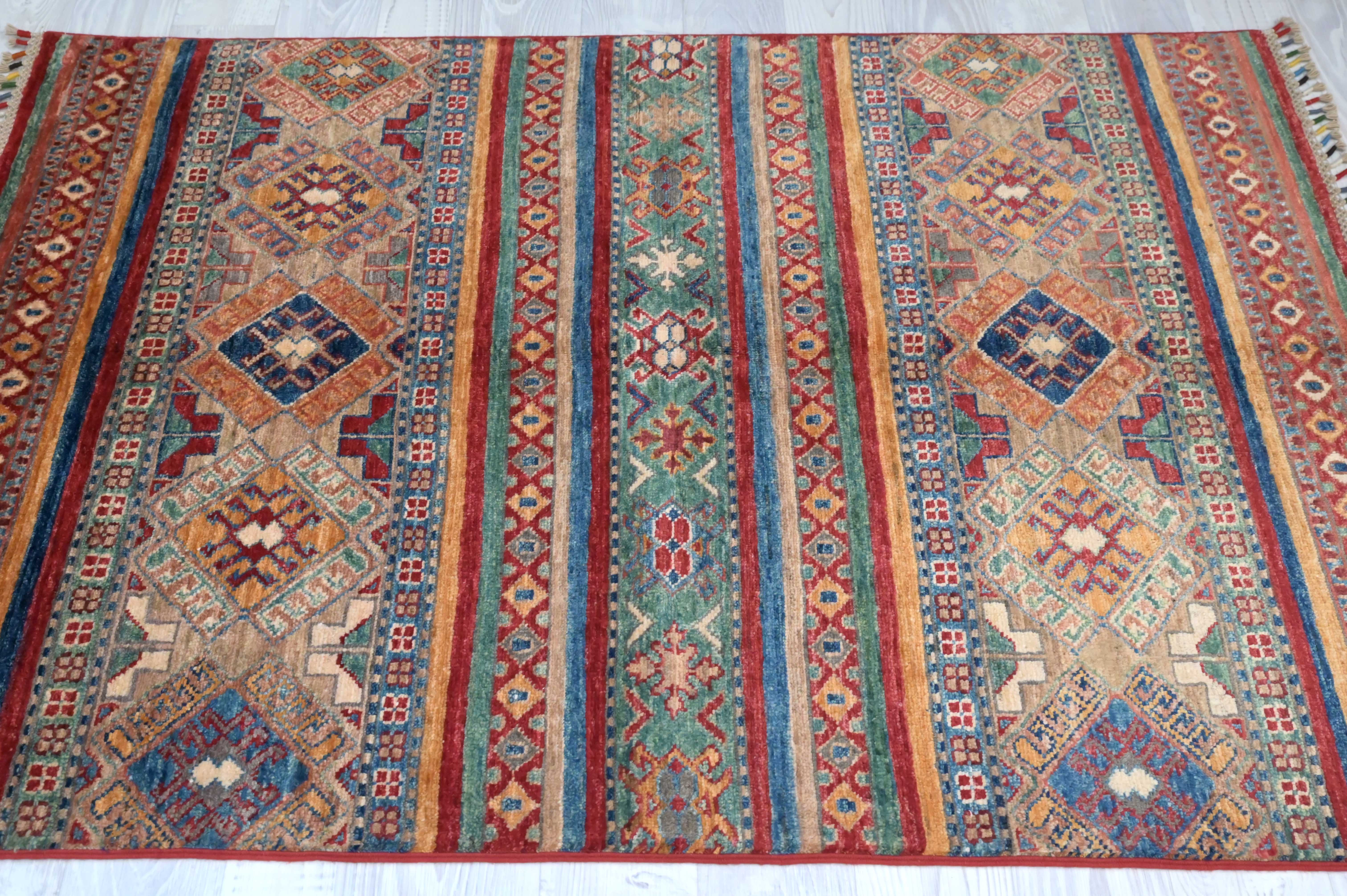 Multicolour Afghan Khurjin Rug 148cm x 100cm