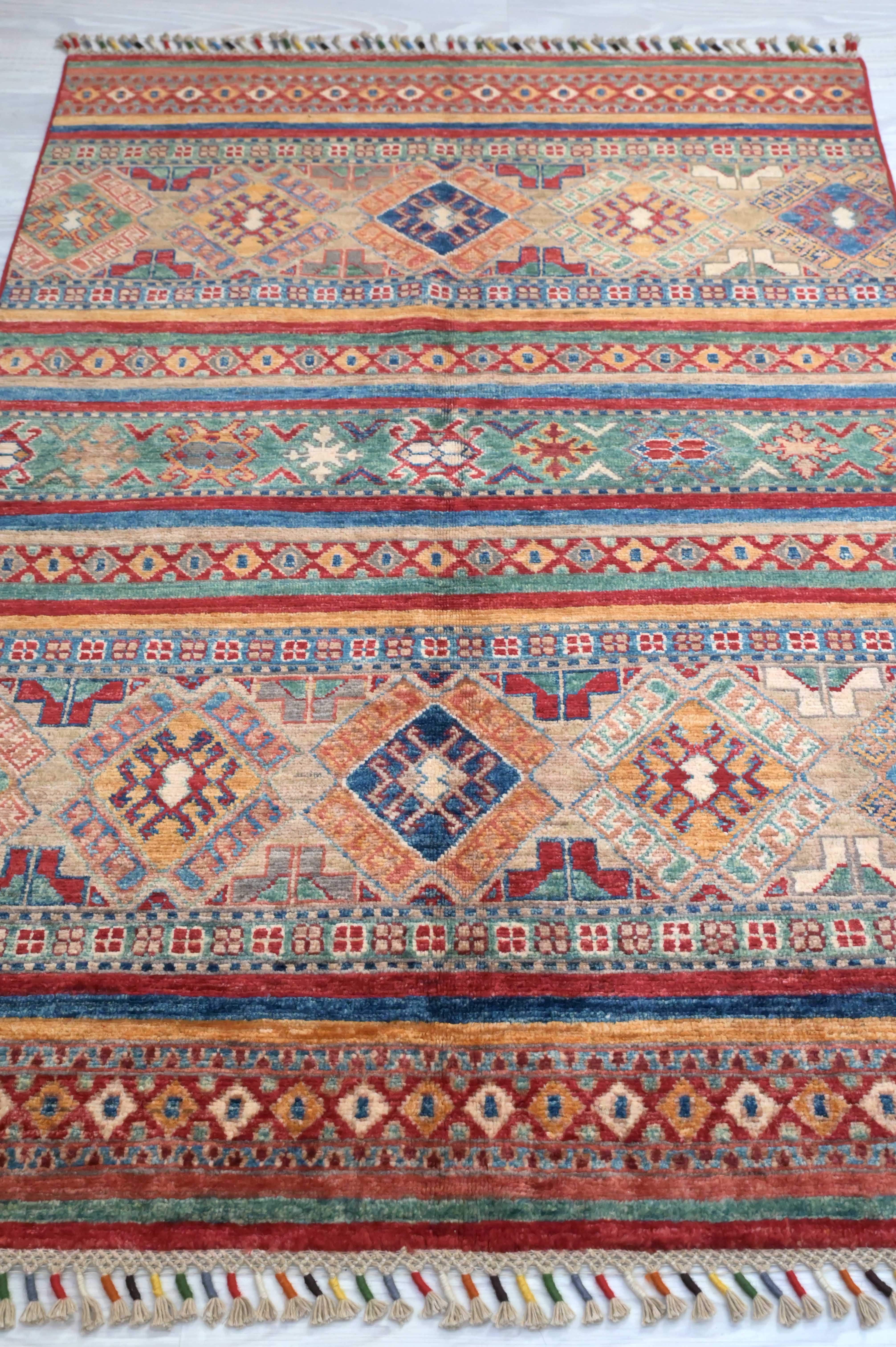 Multicolour Afghan Khurjin Rug 148cm x 100cm