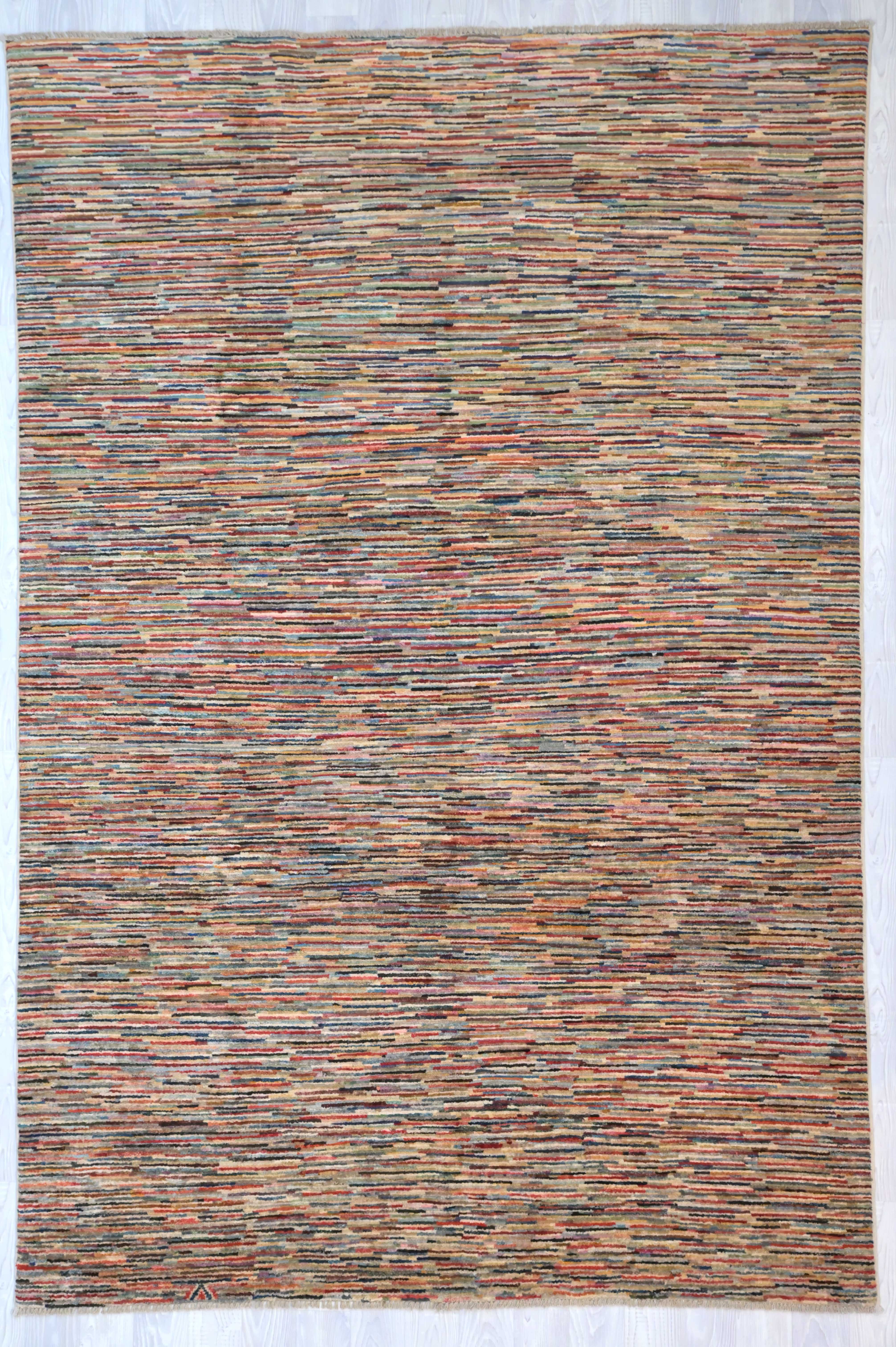 Multicolour Afghan Chobi Stripi Rug 292cm x 196cm