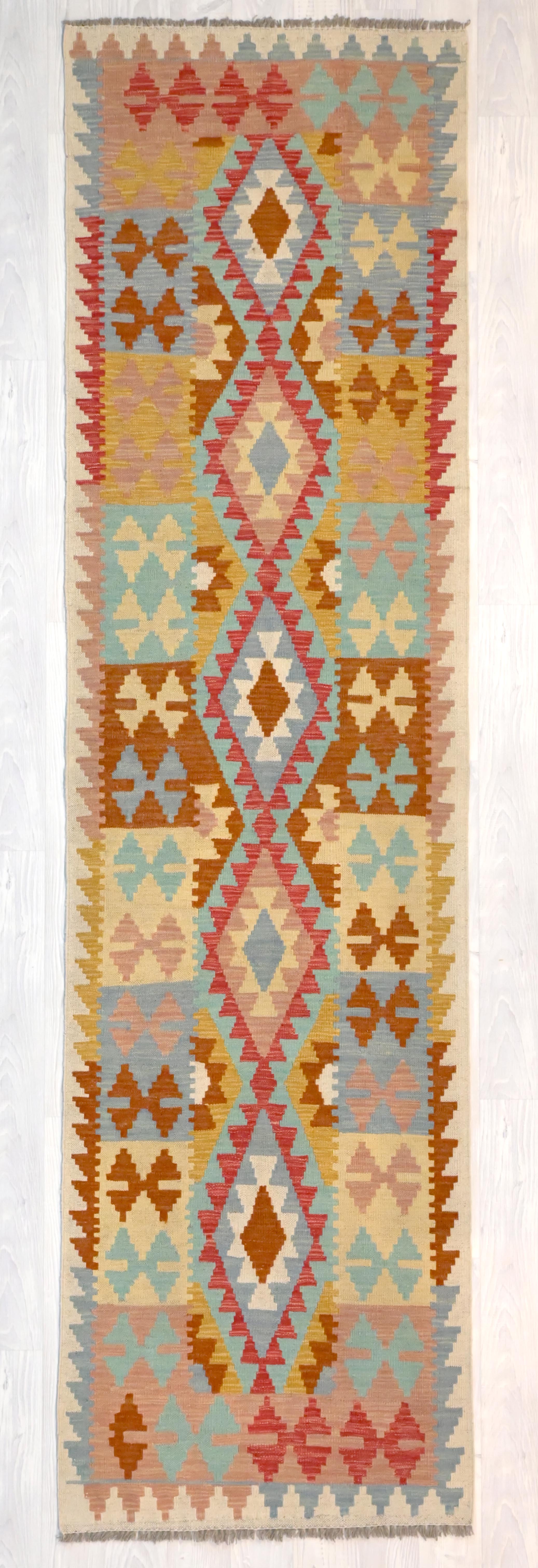 Multicolour Boho Kilim Runner 306cm x 84cm