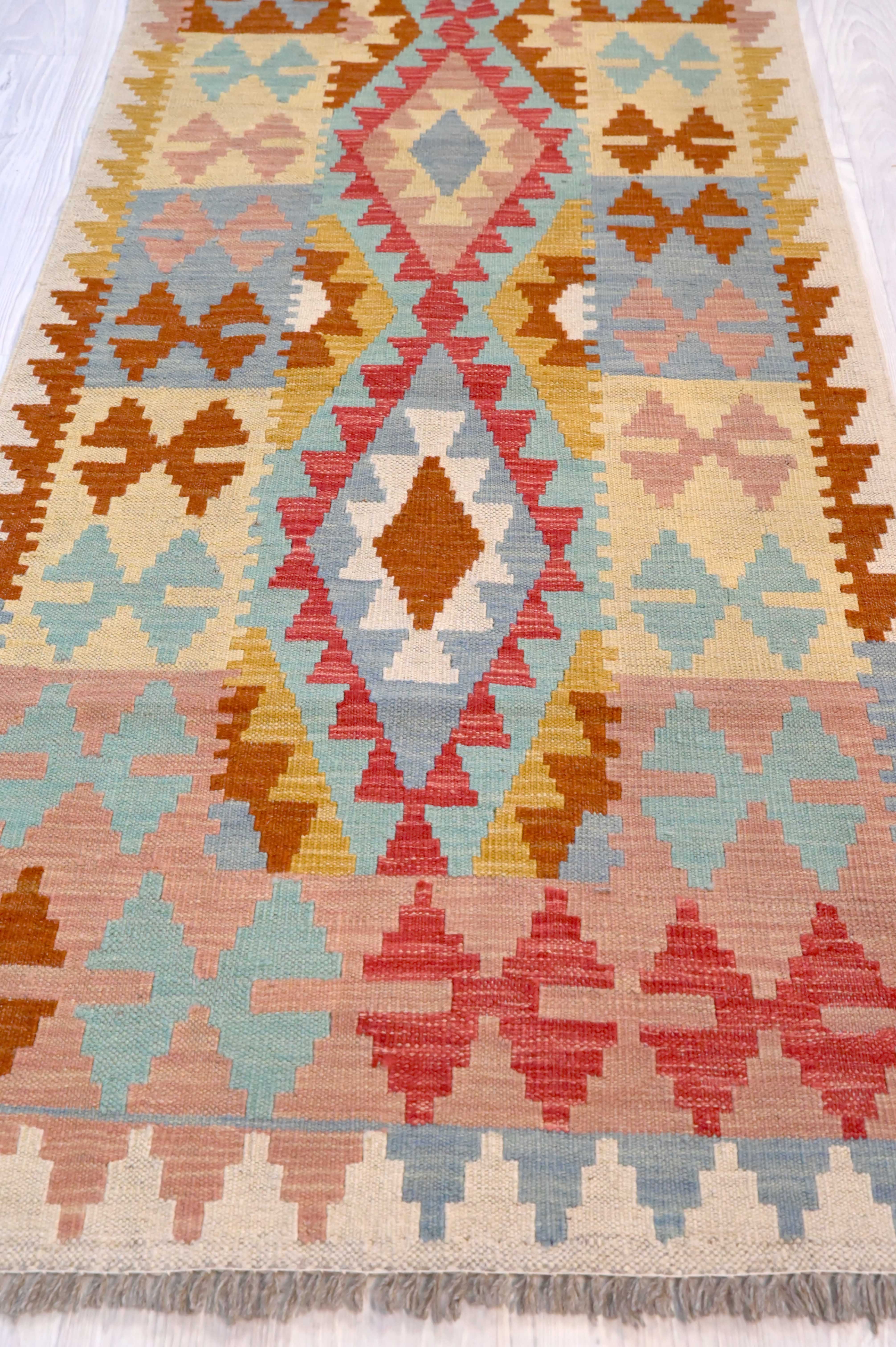 Multicolour Boho Kilim Runner 306cm x 84cm