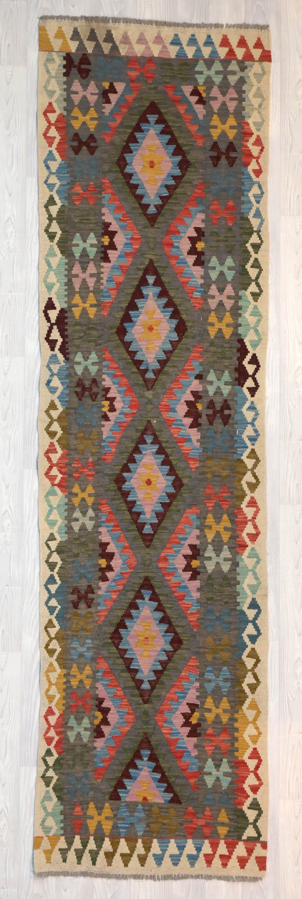 Multicolour Boho Kilim Runner 288cm x 77cm