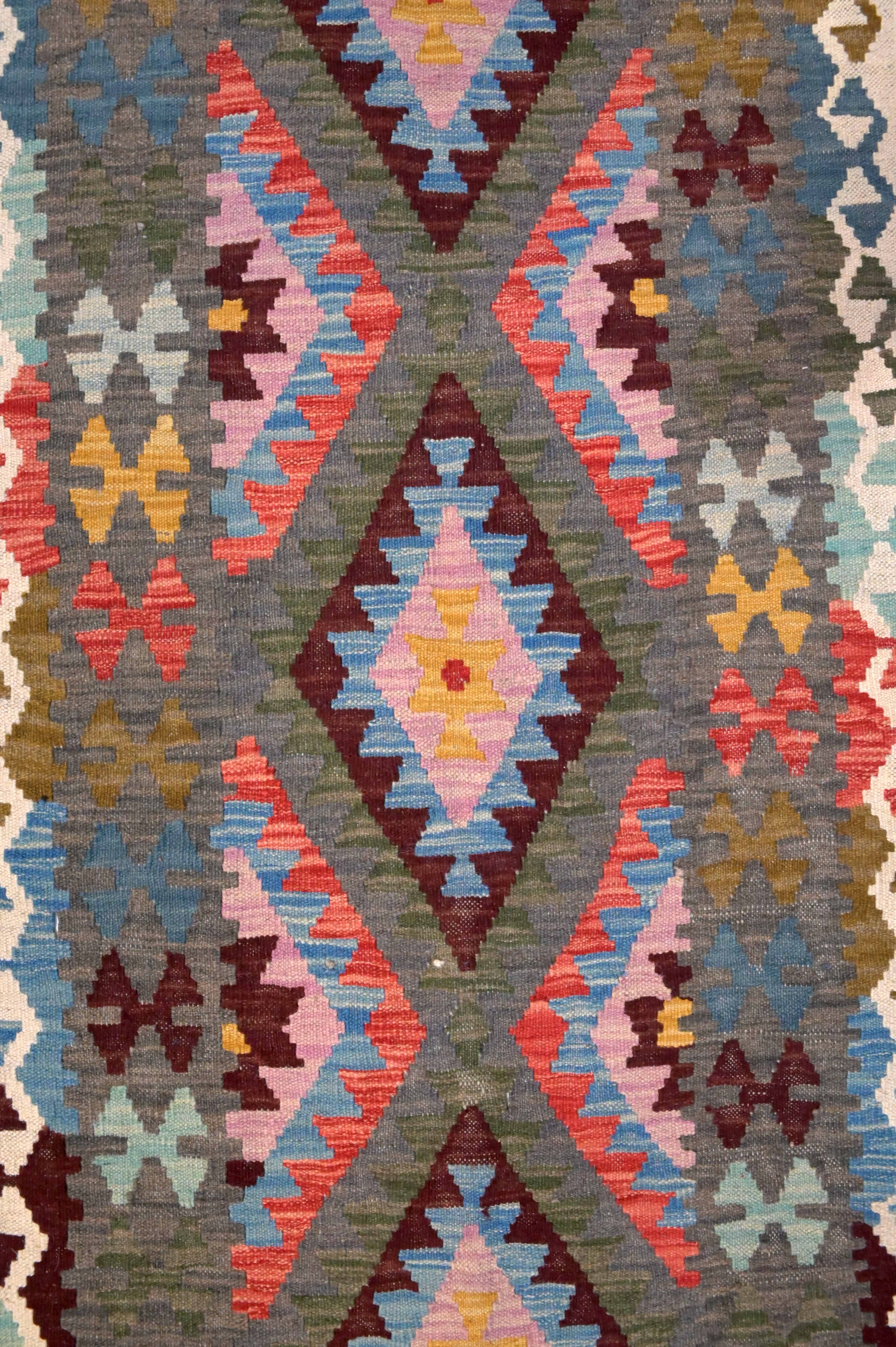 Multicolour Boho Kilim Runner 288cm x 77cm