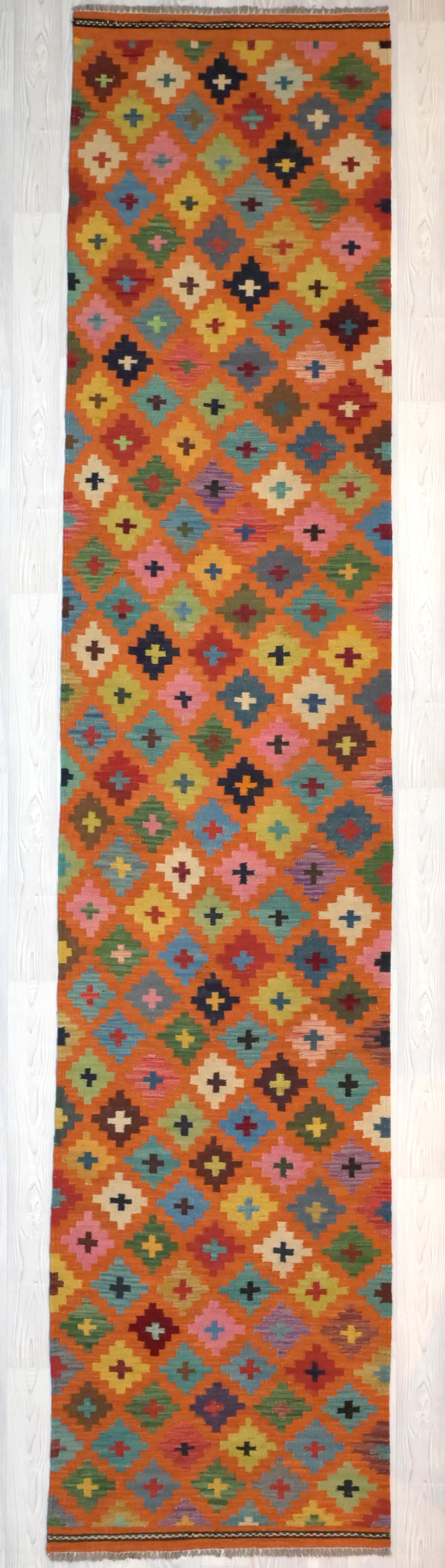 Terracotta Boho Kilim Runner 400cm x 85m