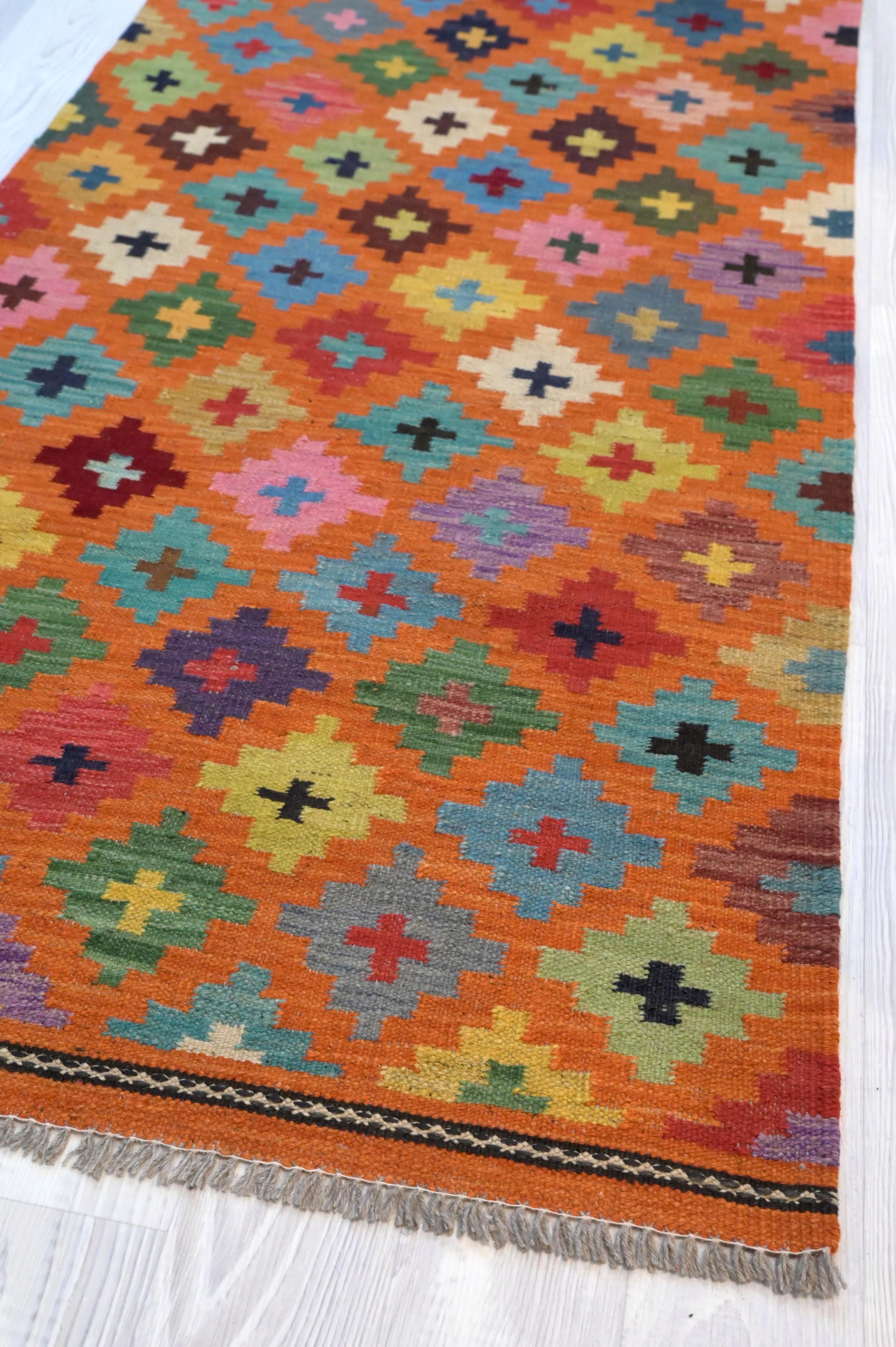 Terracotta Boho Kilim Runner 400cm x 85m