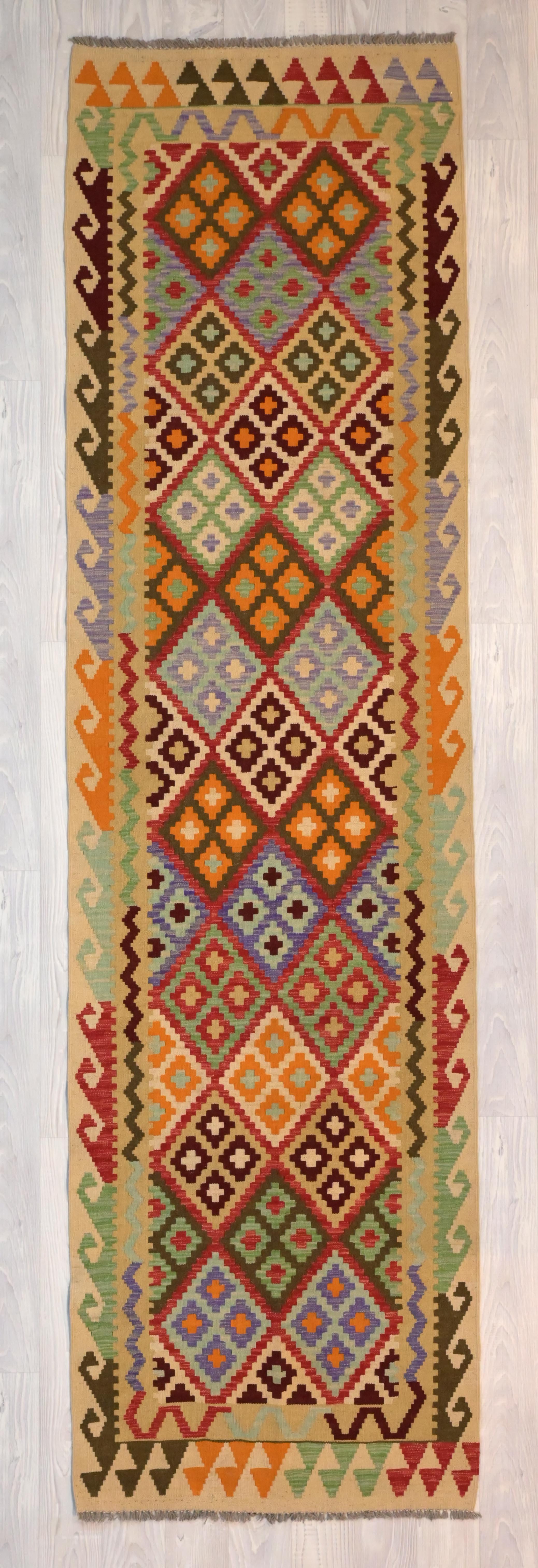 Multicolour Boho Kilim Runner 300cm x 83cm