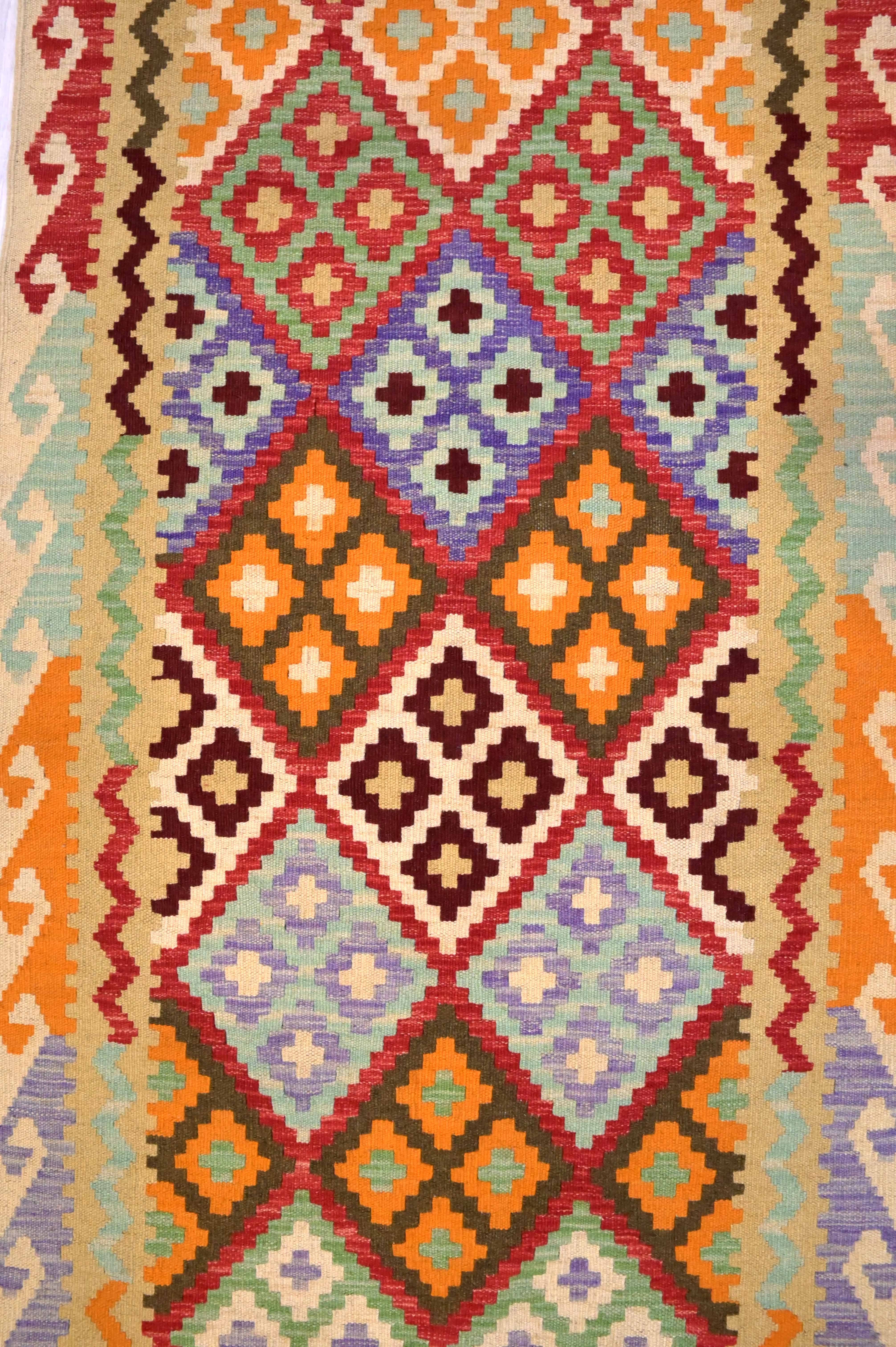 Multicolour Boho Kilim Runner 300cm x 83cm