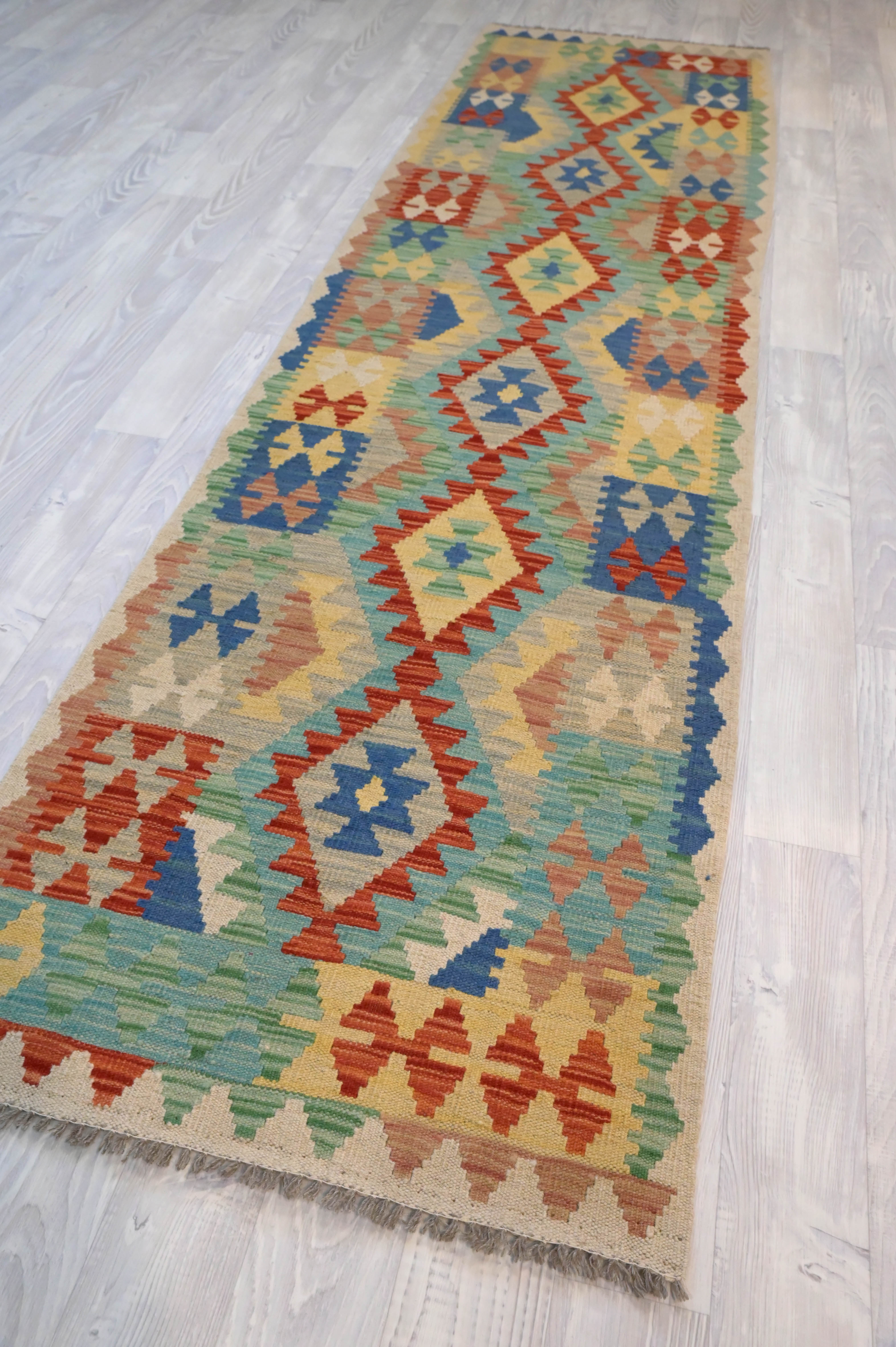 Multicolour Boho Kilim Runner 300cm x 83cm