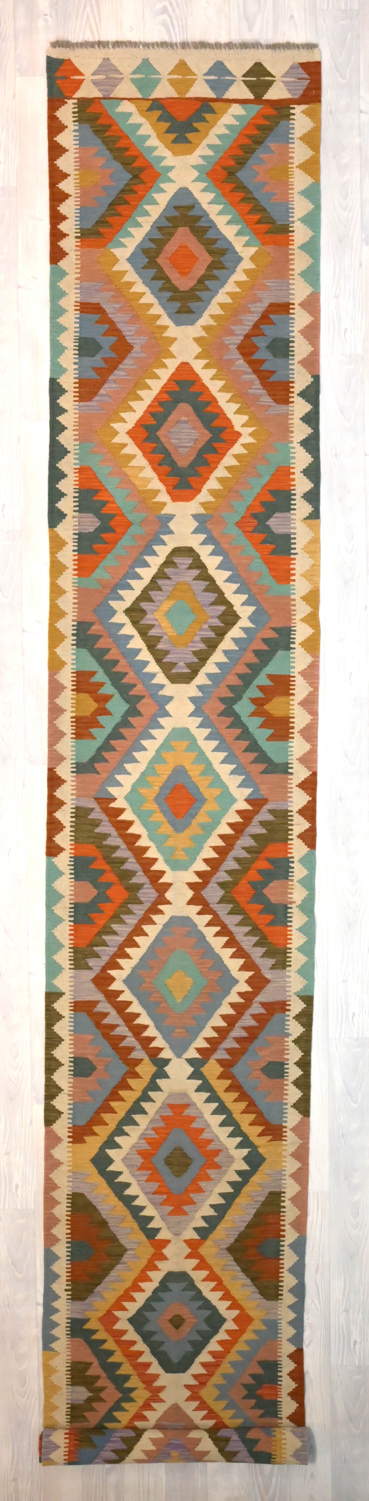 XL Multicolour Boho Kilim Runner 500cm x 80cm