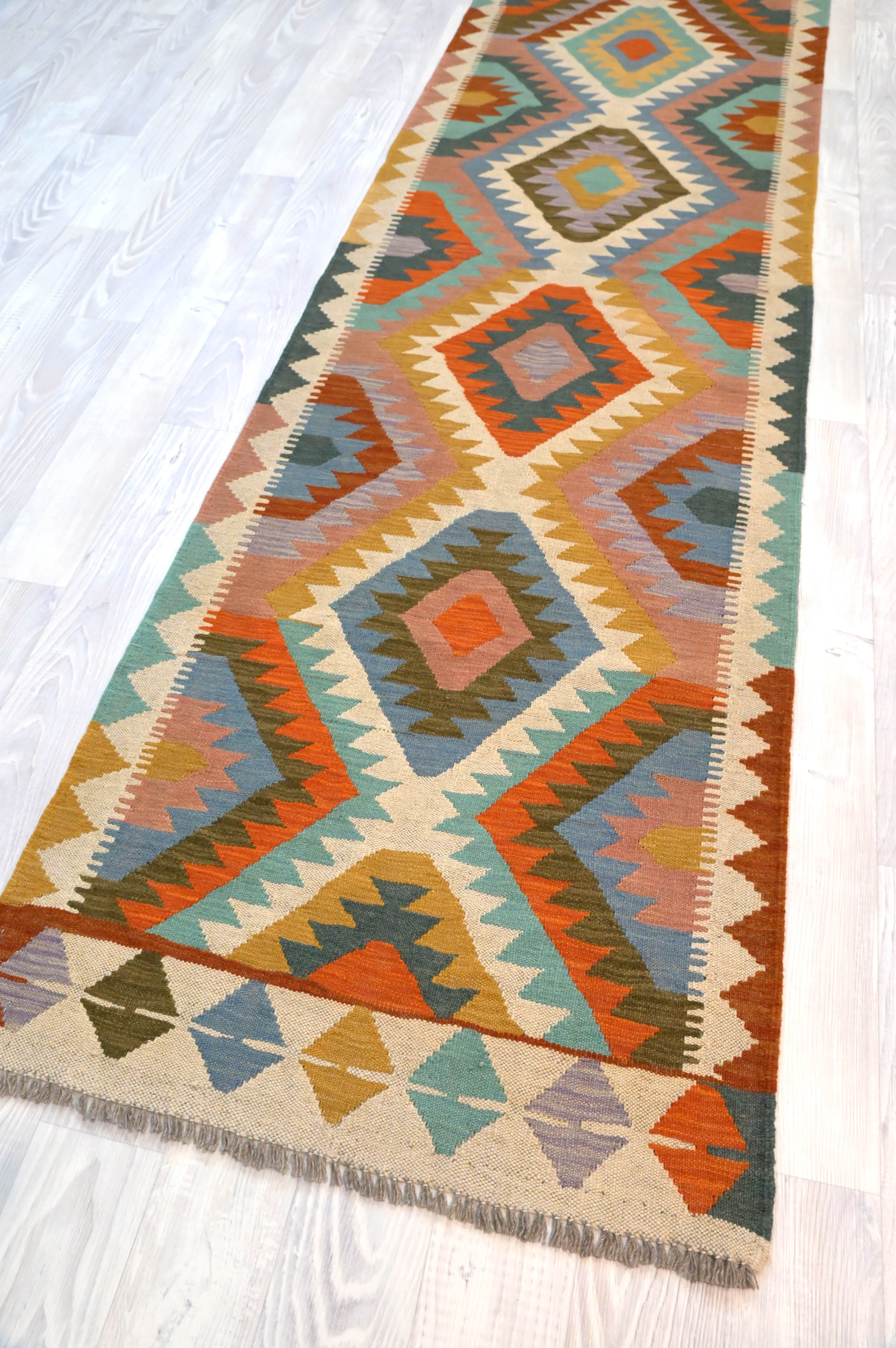 XL Multicolour Boho Kilim Runner 500cm x 80cm