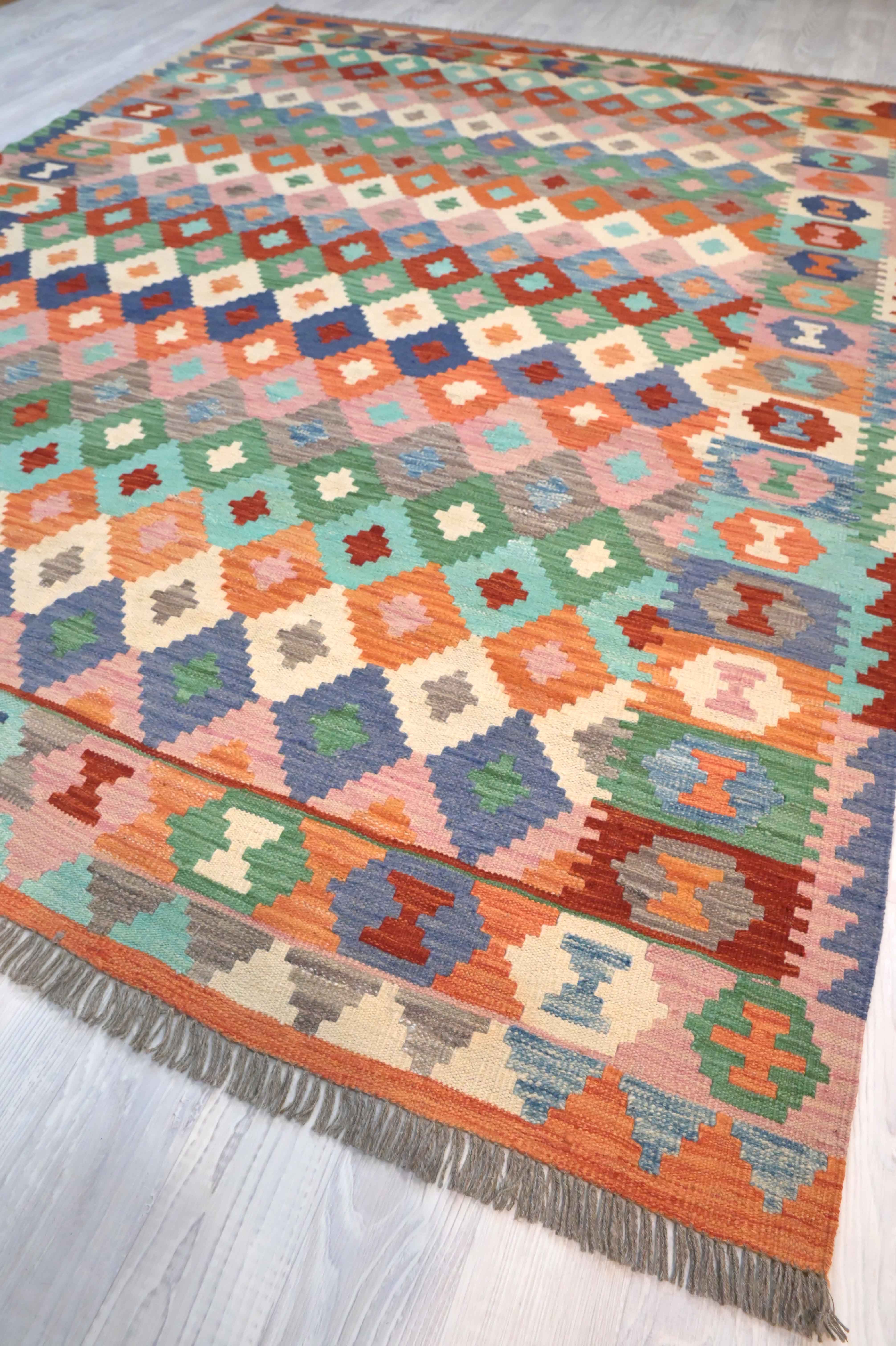 Multicolour Boho Kilim Rug 281cm x 207cm