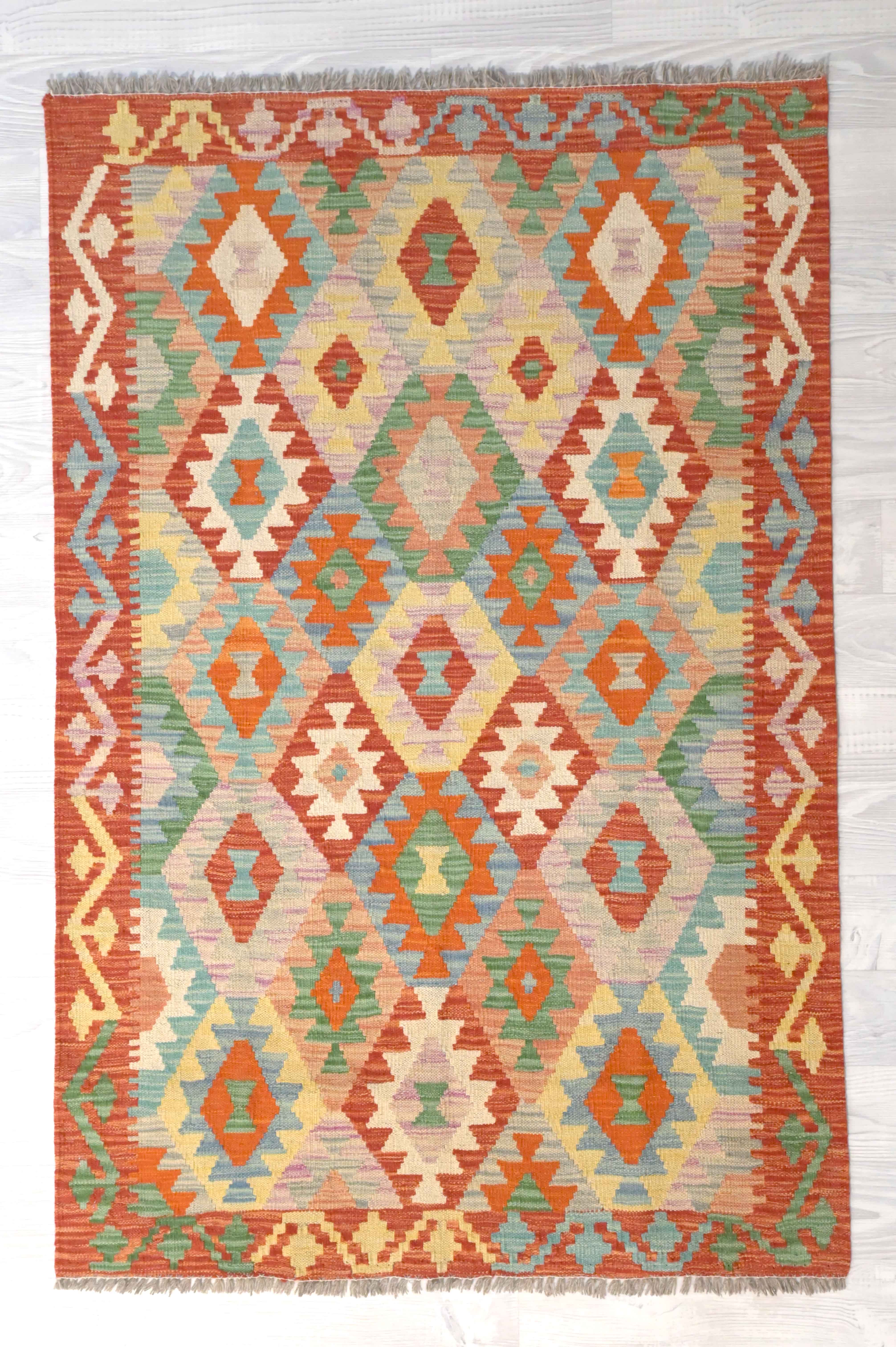 Multicolour Boho Kilim Wool 160cm x 106cm