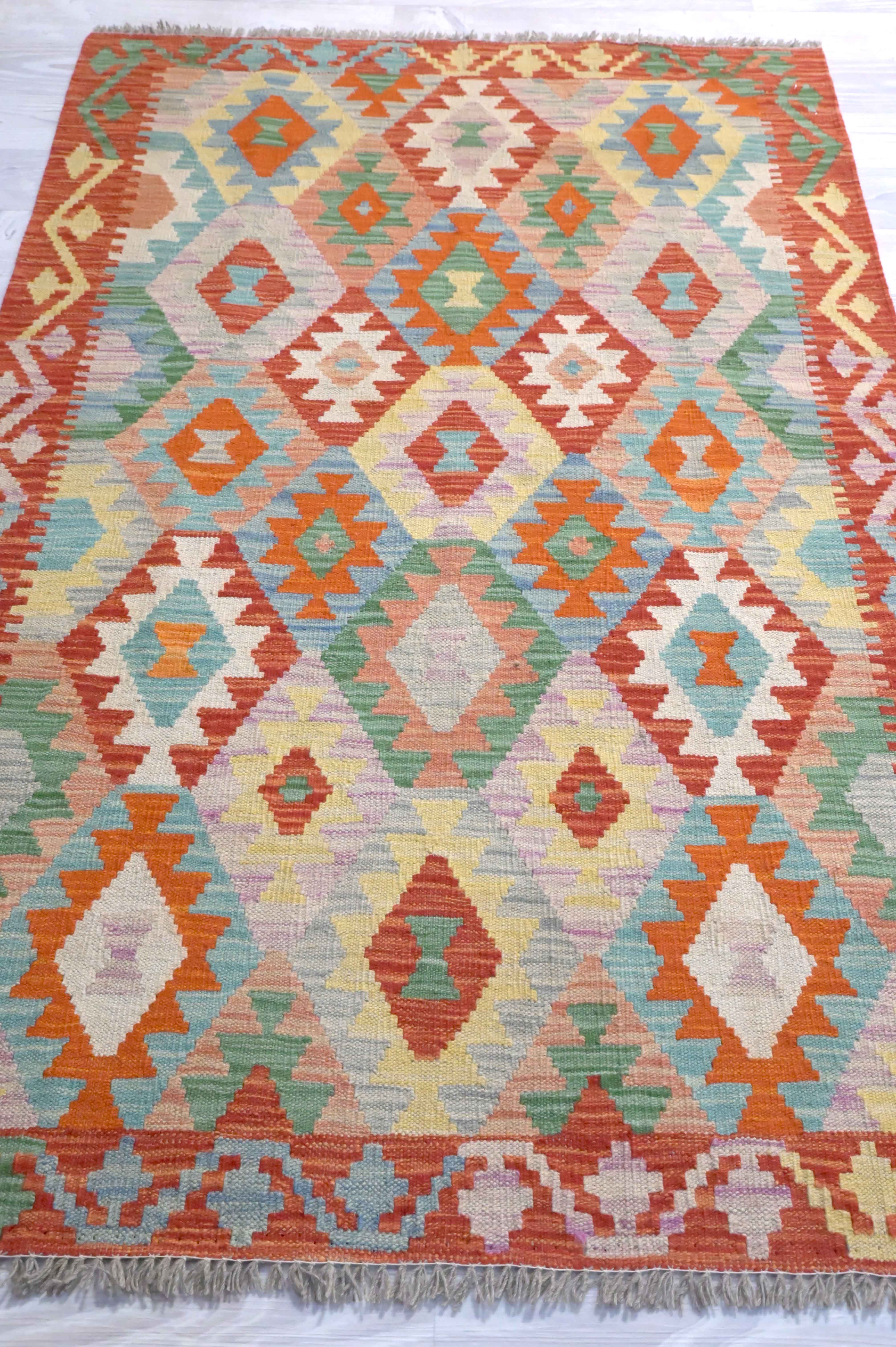 Multicolour Boho Kilim Wool 160cm x 106cm