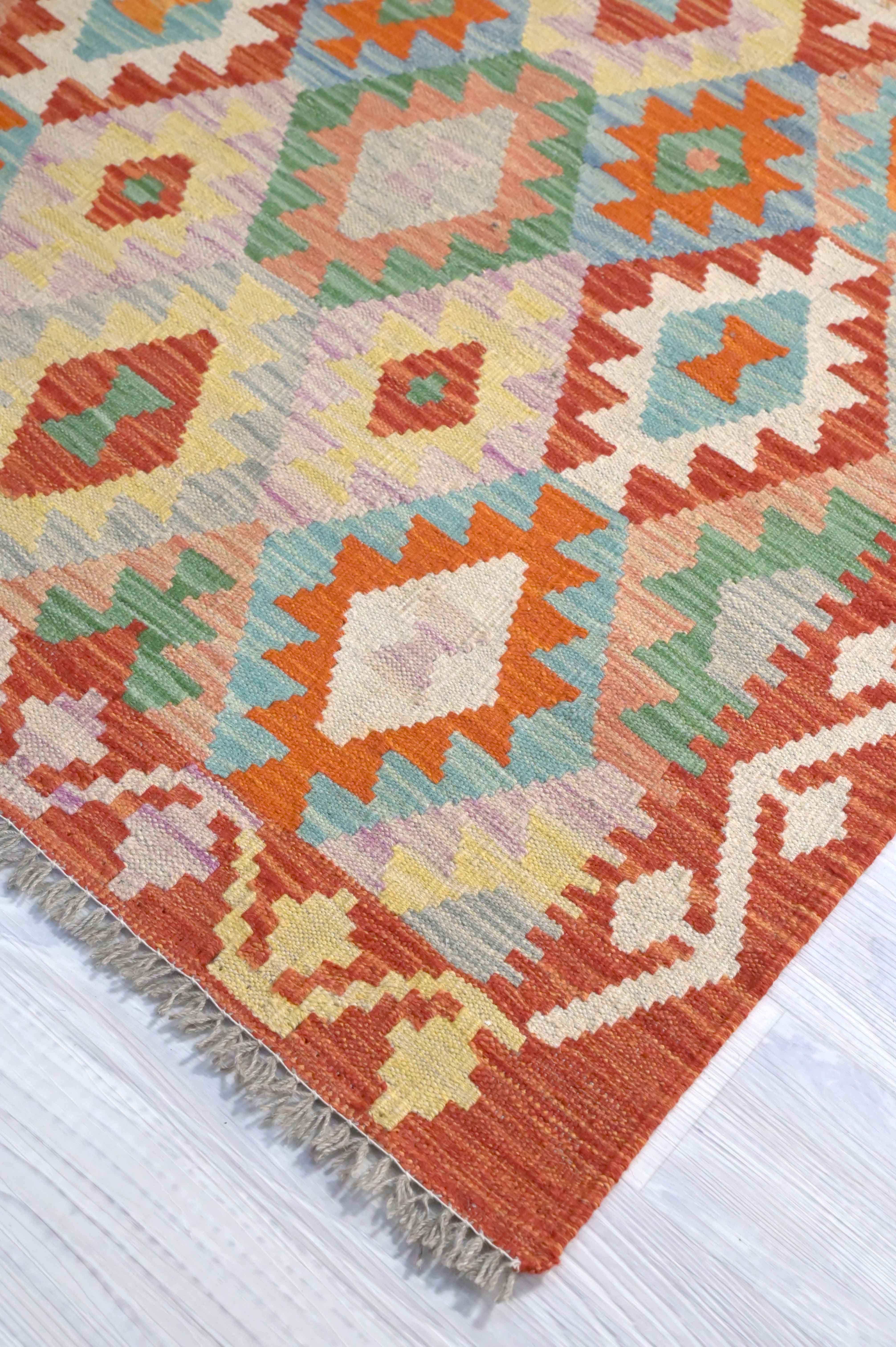 Multicolour Boho Kilim Wool 160cm x 106cm