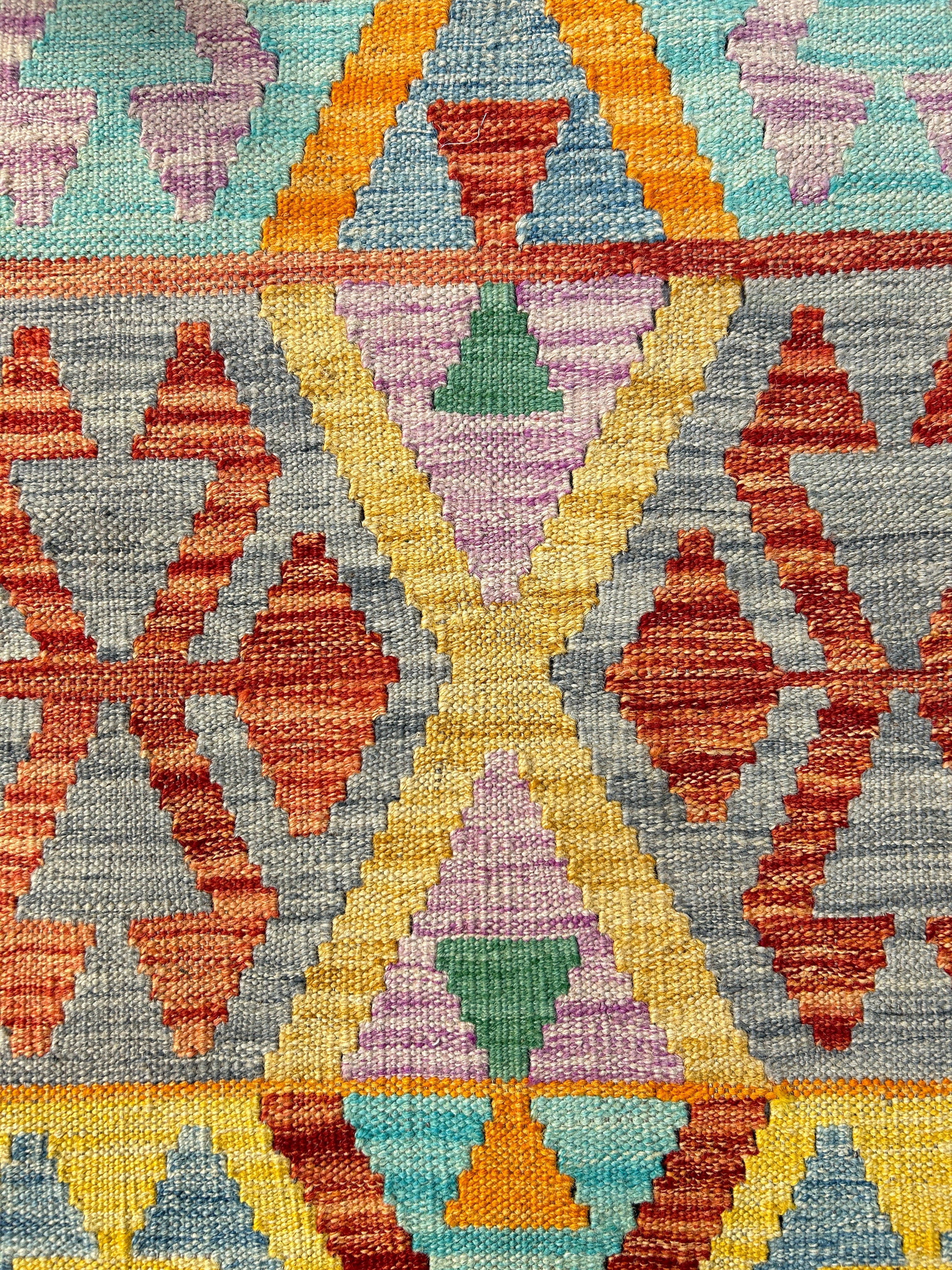 Boho Veg Dye Afghan Kilim Wool Rug  142cm x 101cm