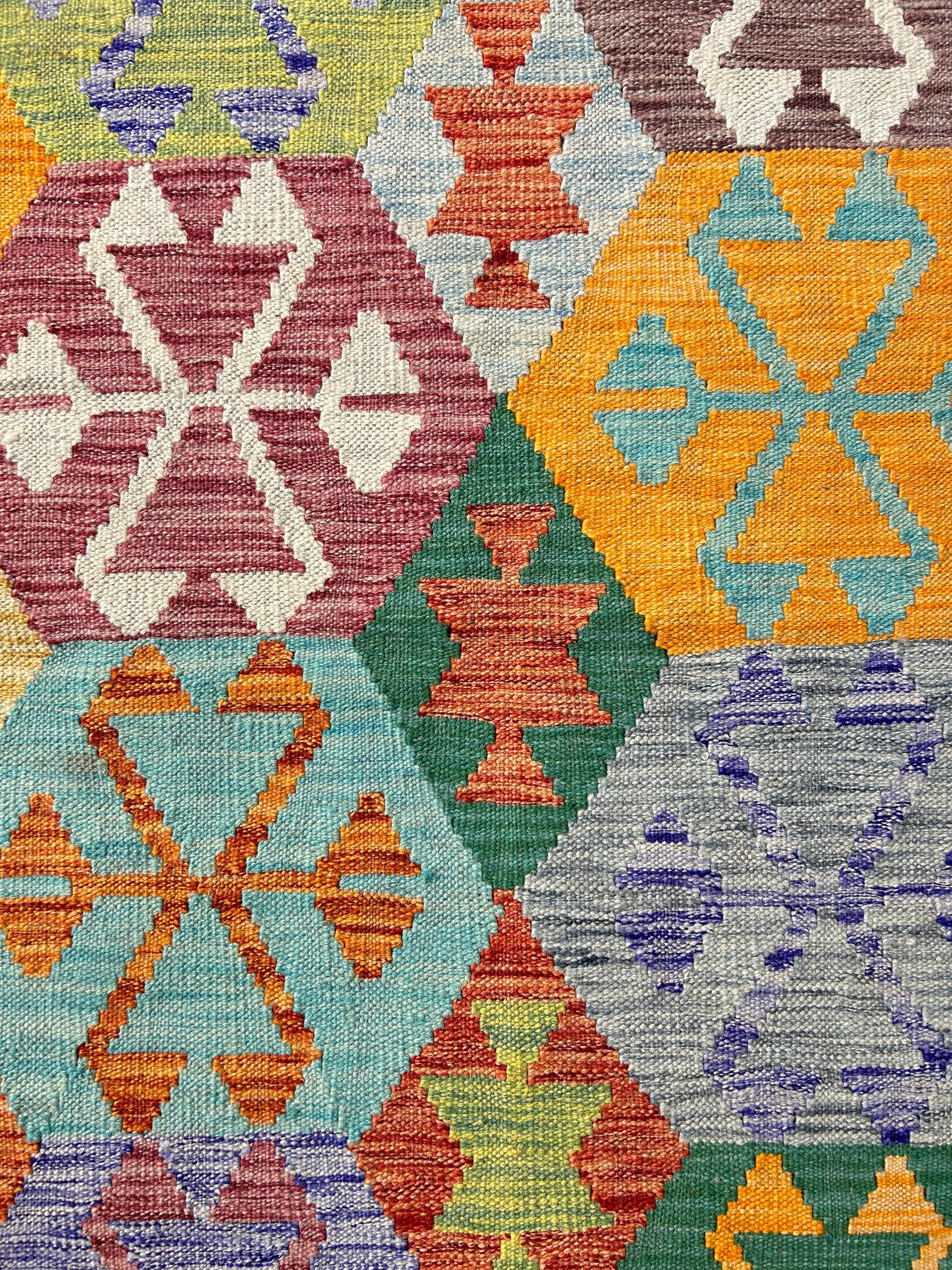 Boho Veg Dye Afghan Kilim Wool Rug  151cm x 104cm