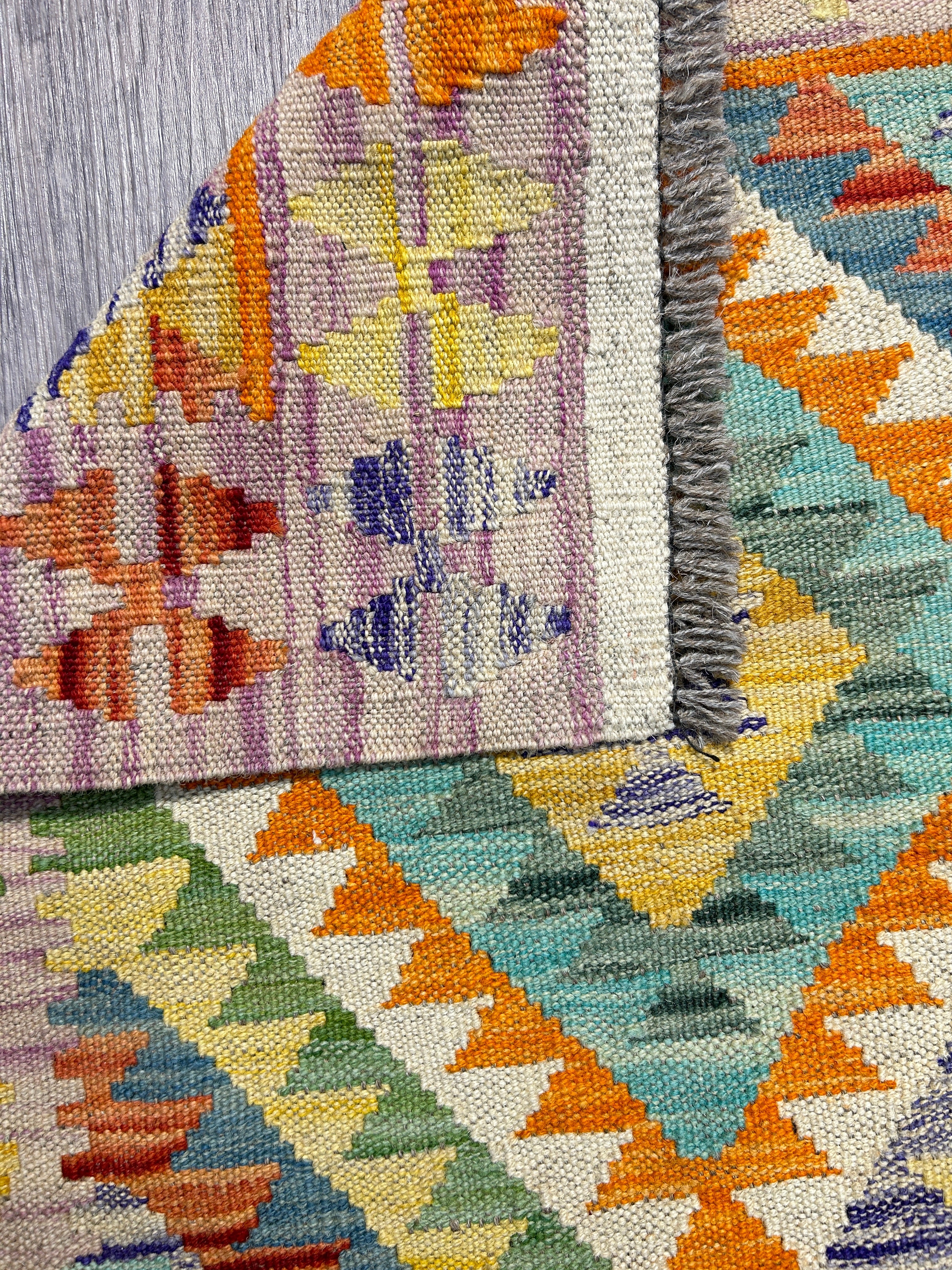 Multicolour Veg Dye Boho Afghan Wool Kilim 146cm x 102cm