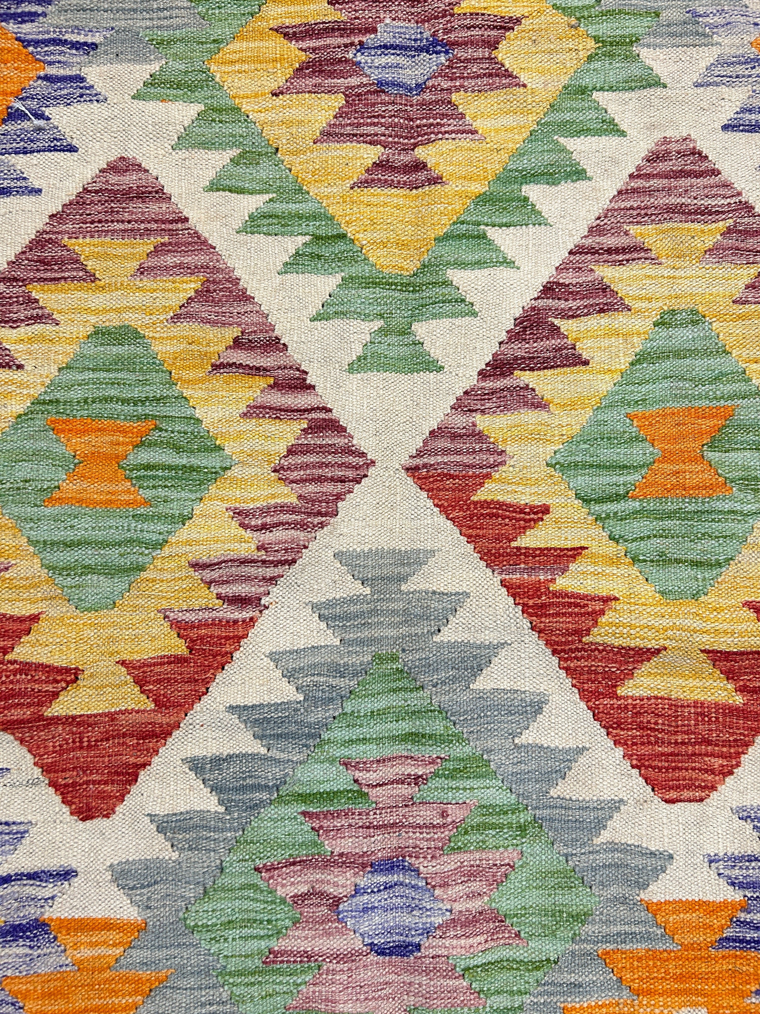 Multicolour Veg Dye Boho Afghan Wool Kilim 209cm x 153cm