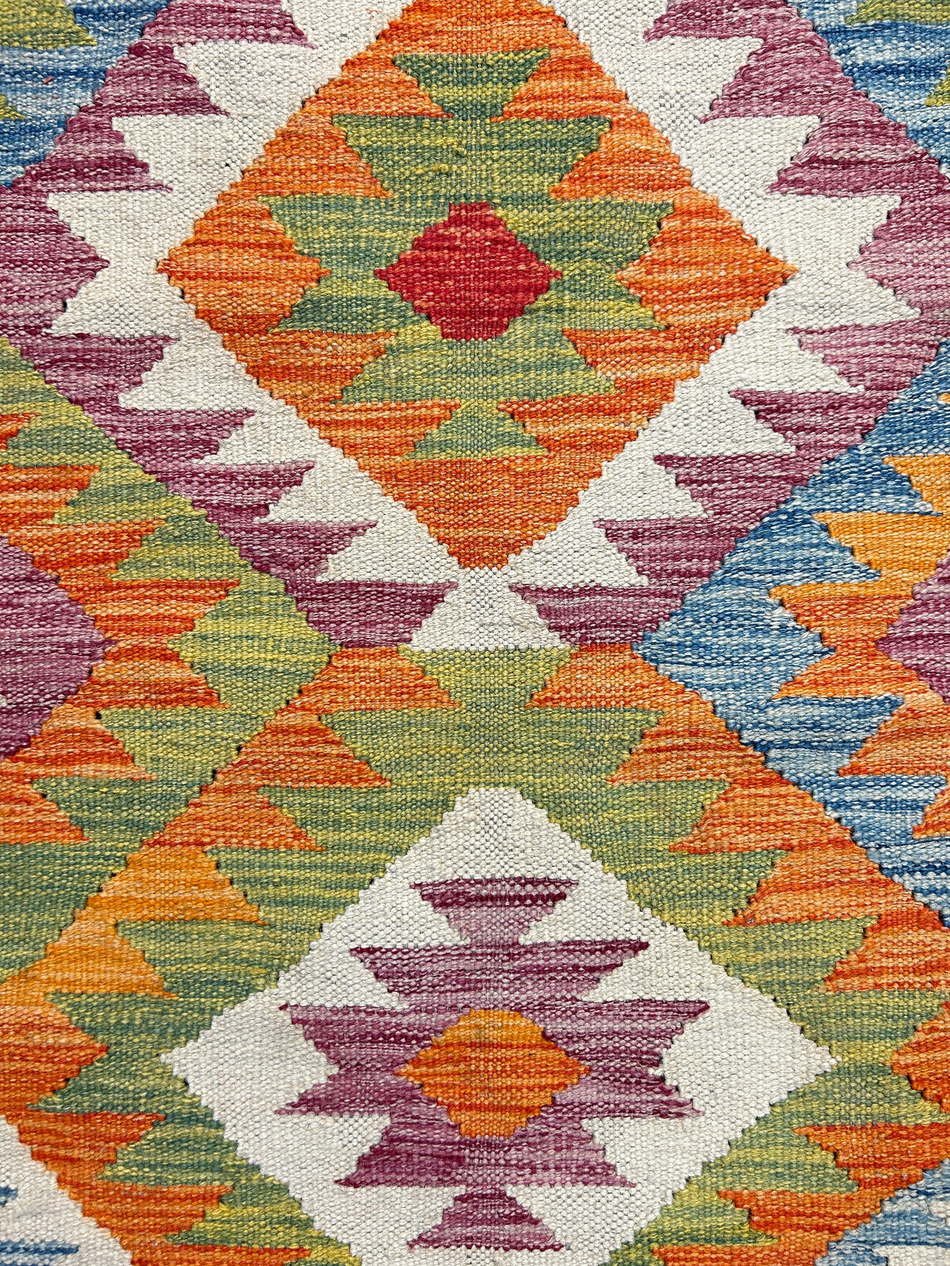 Boho Veg Dye Afghan Kilim Wool Rug  115cm x 86cm